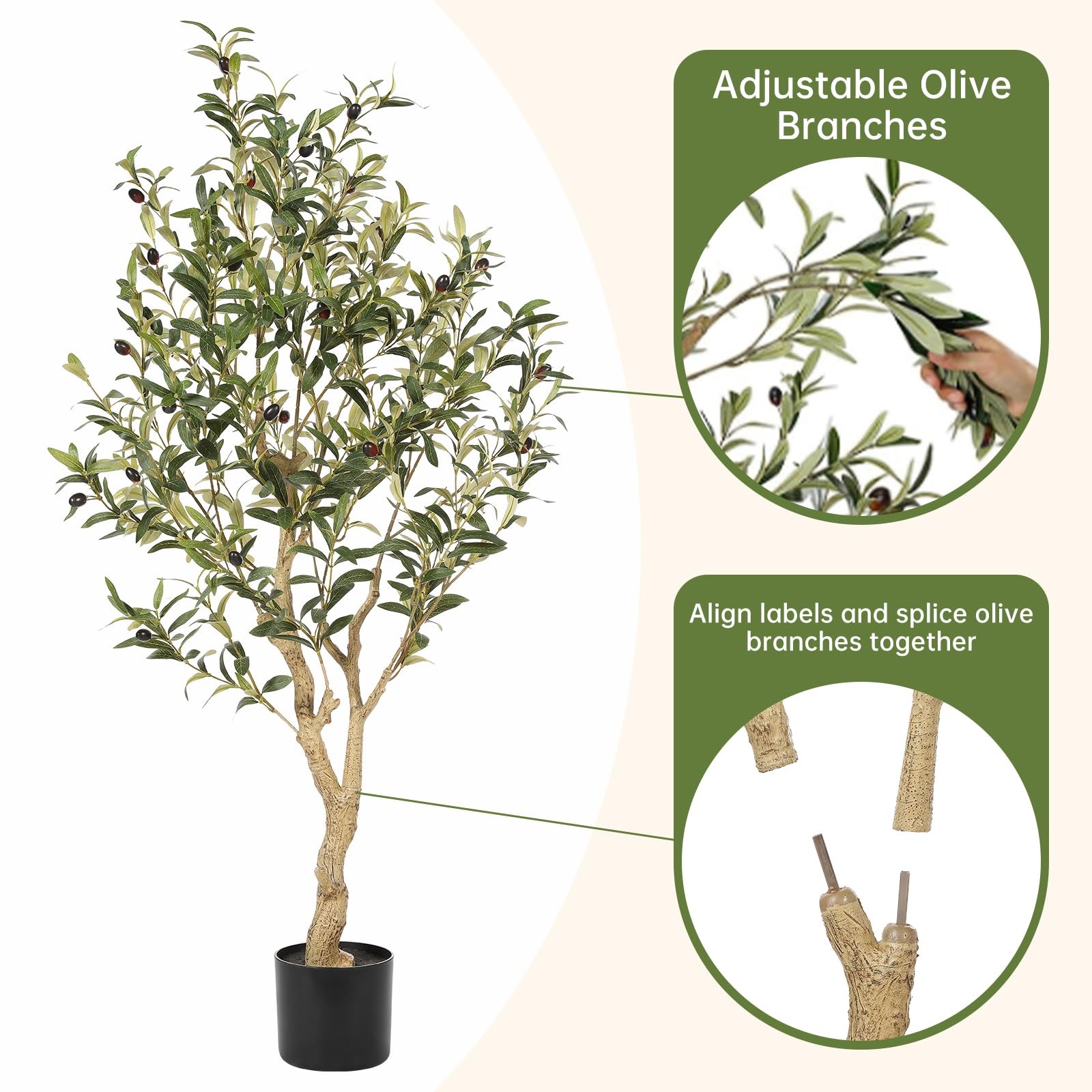 Faux Olive Tree 4ft – Realistic Indoor Olive Tree Plants – Fake Olive Tree wi…