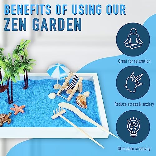 Timani Zen Garden for Desk – Zen Garden Sand Kit, Artificial Palm Tree, Rakes