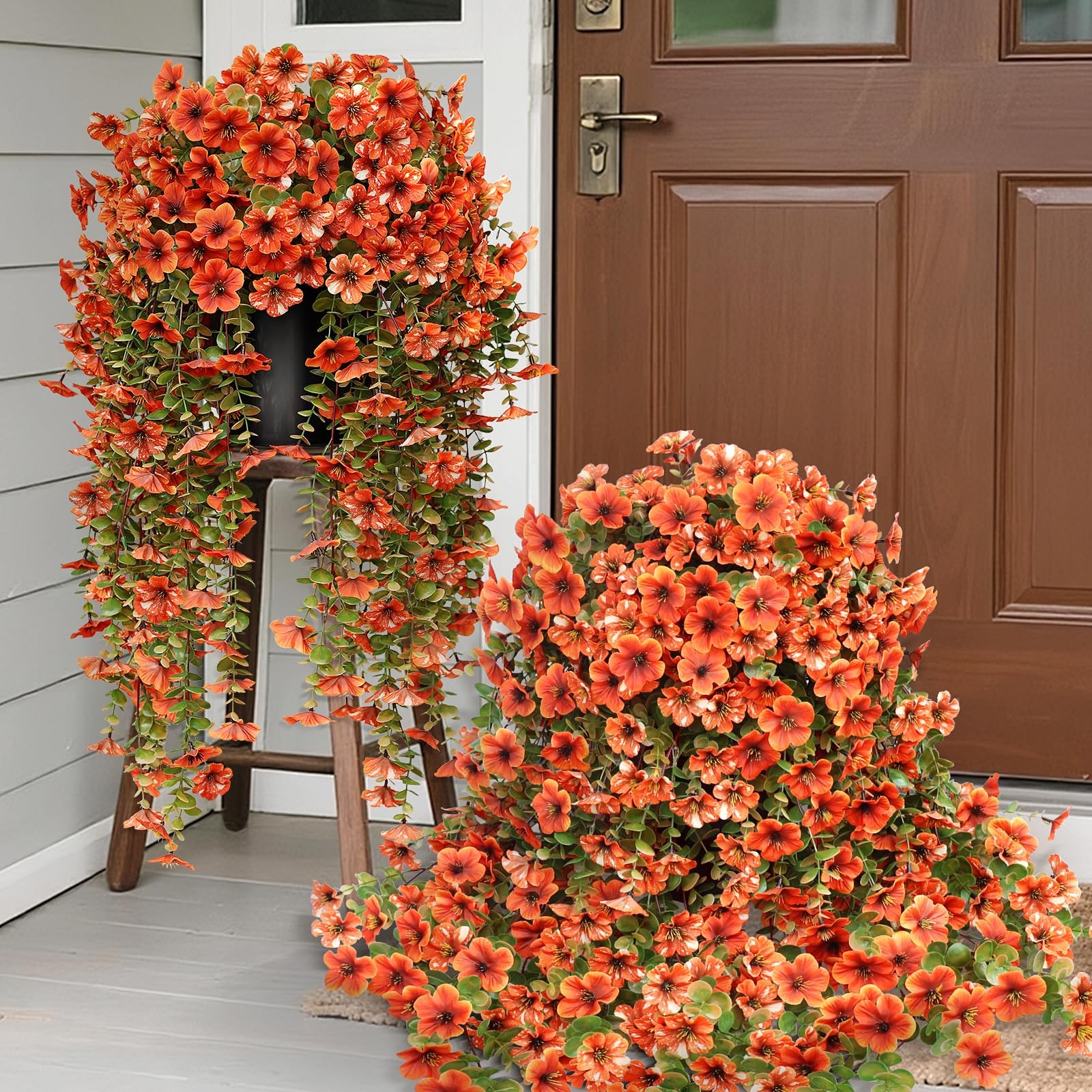 29″ Artificial Hanging Flowers Potted Plants – 2 Set for Outdoor Fall Decorat…