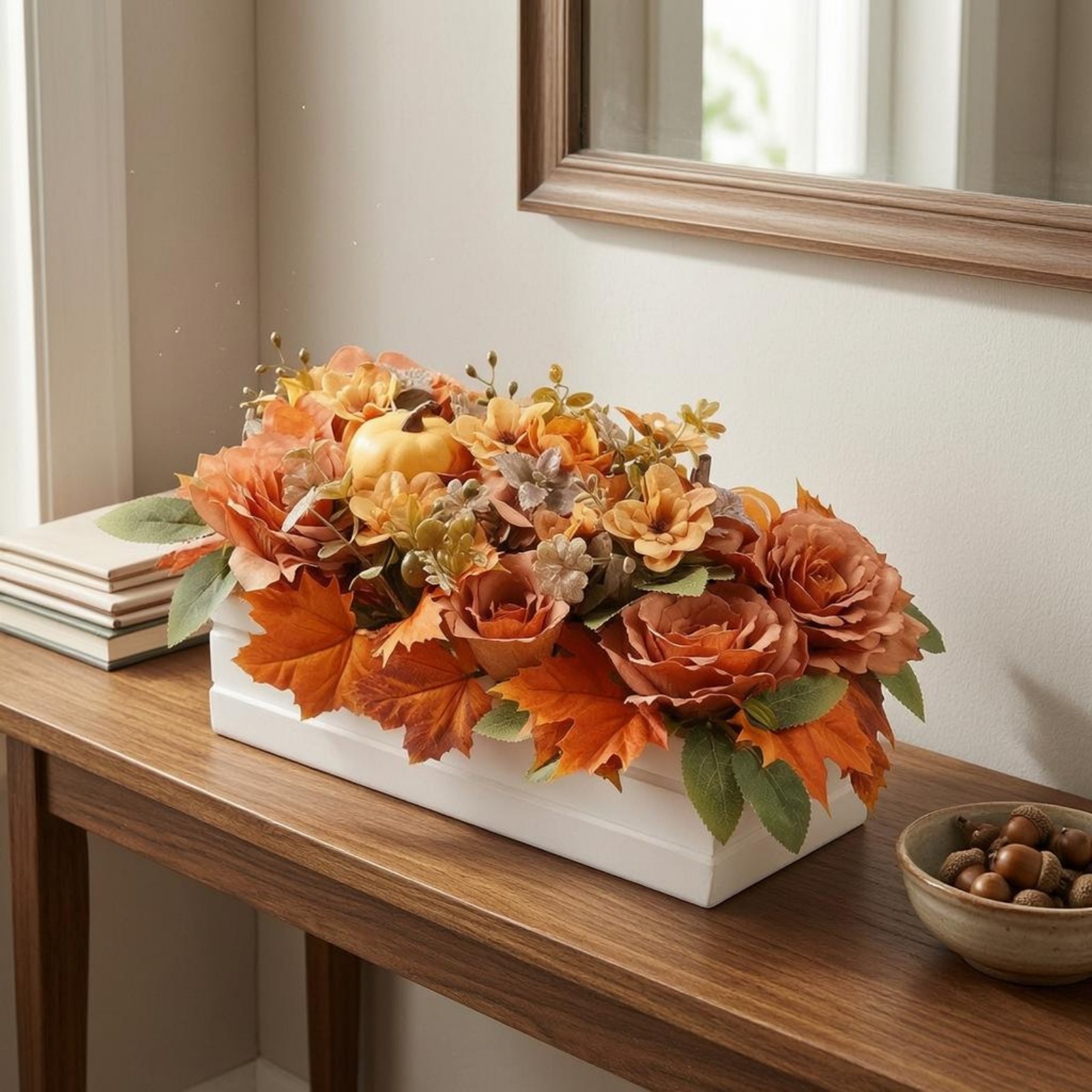 Fall Desktop Centerpiece Mixed Foliage Seasonal Decor Lightweight