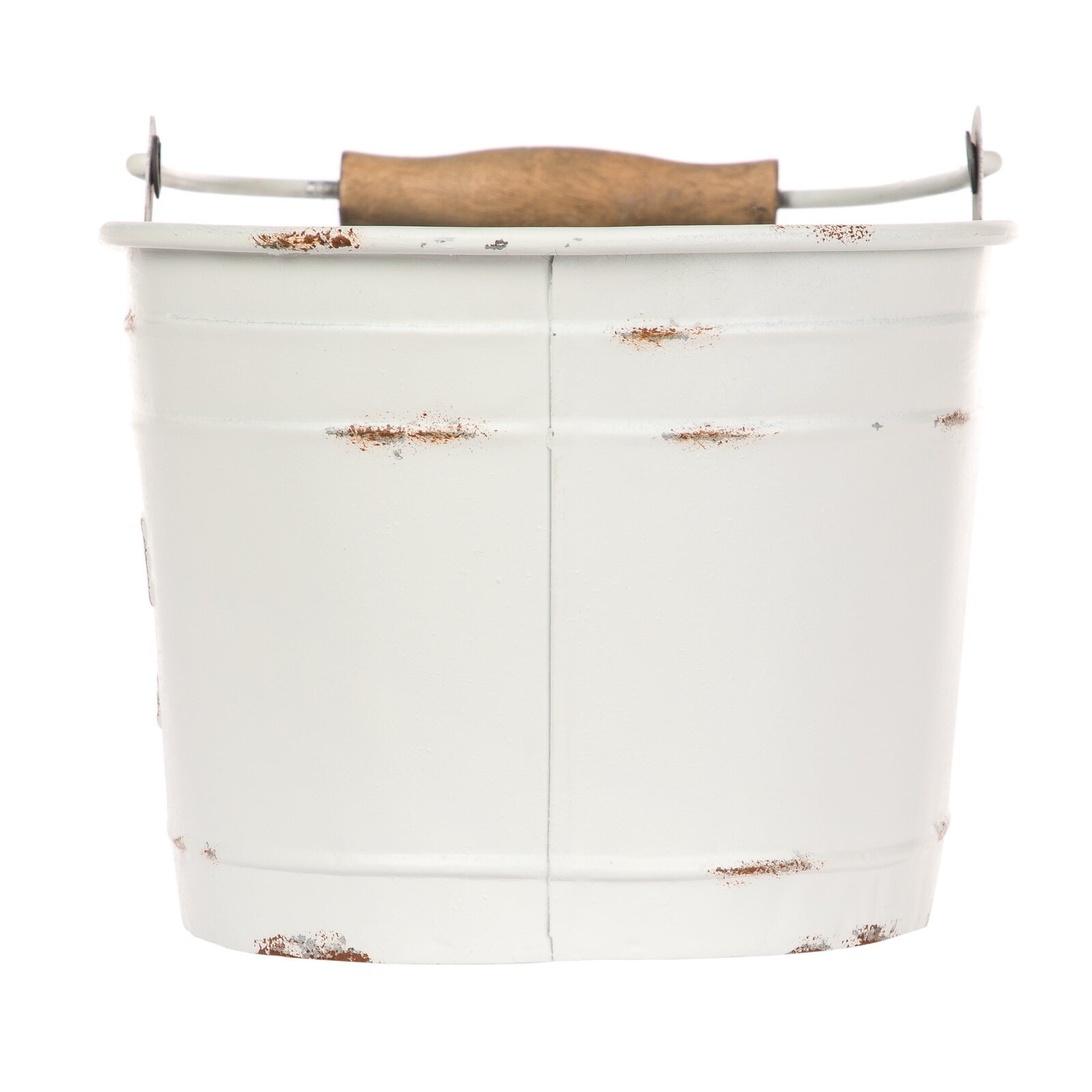 Oval Farmhouse Bucket Artificial Floral W/ Handle Planter Storage Holder Sturdy