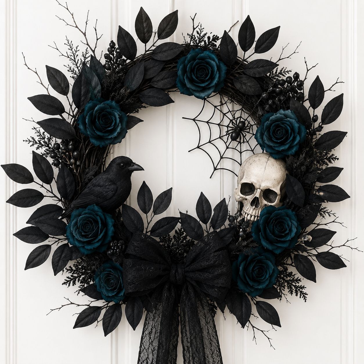 25 Black Halloween Leaf Stems Gothic Floral Filler Moody Wedding Greenery Dark D