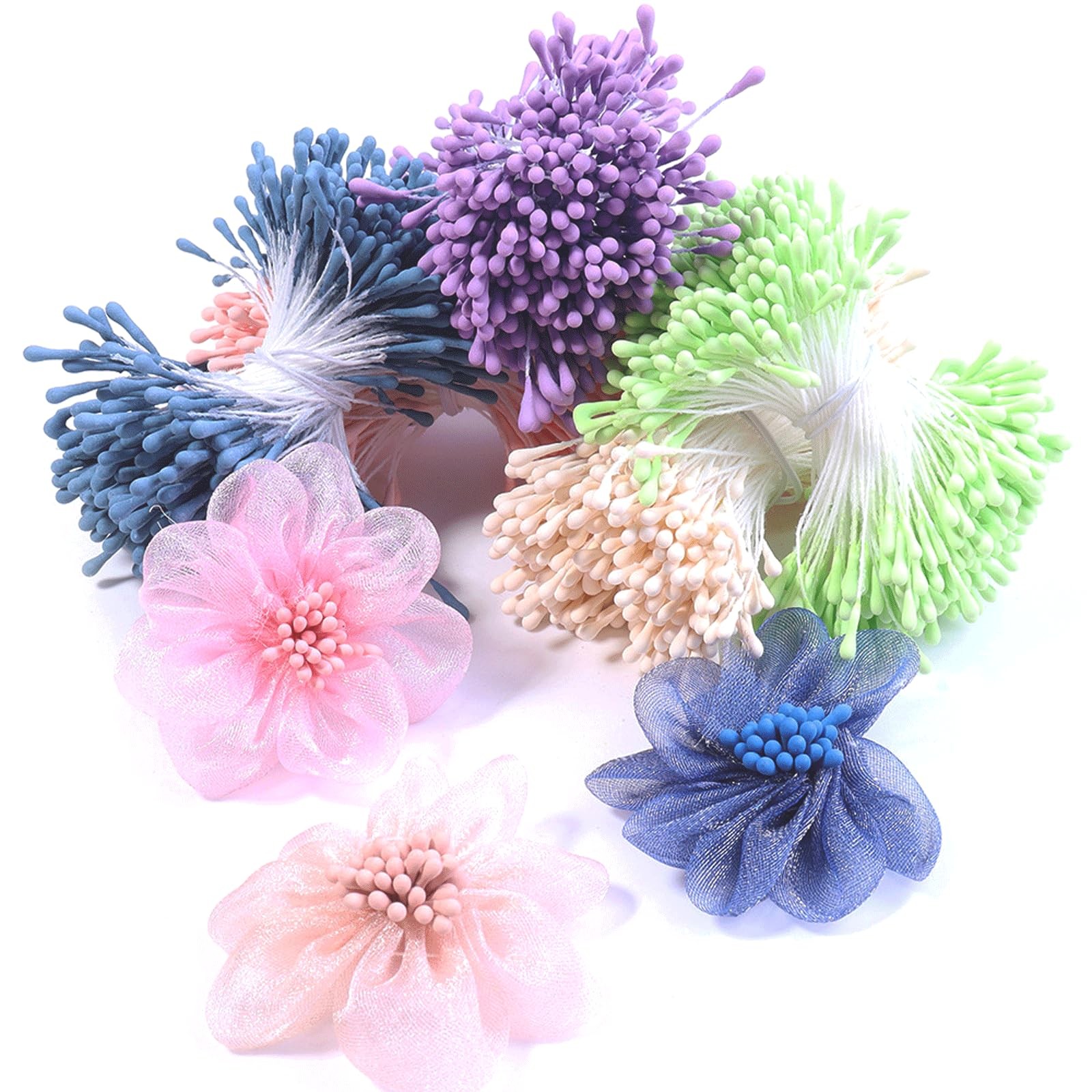 2400 PCS Simulated Flower Stamens Mini Artificial Double Heads Floral DIY