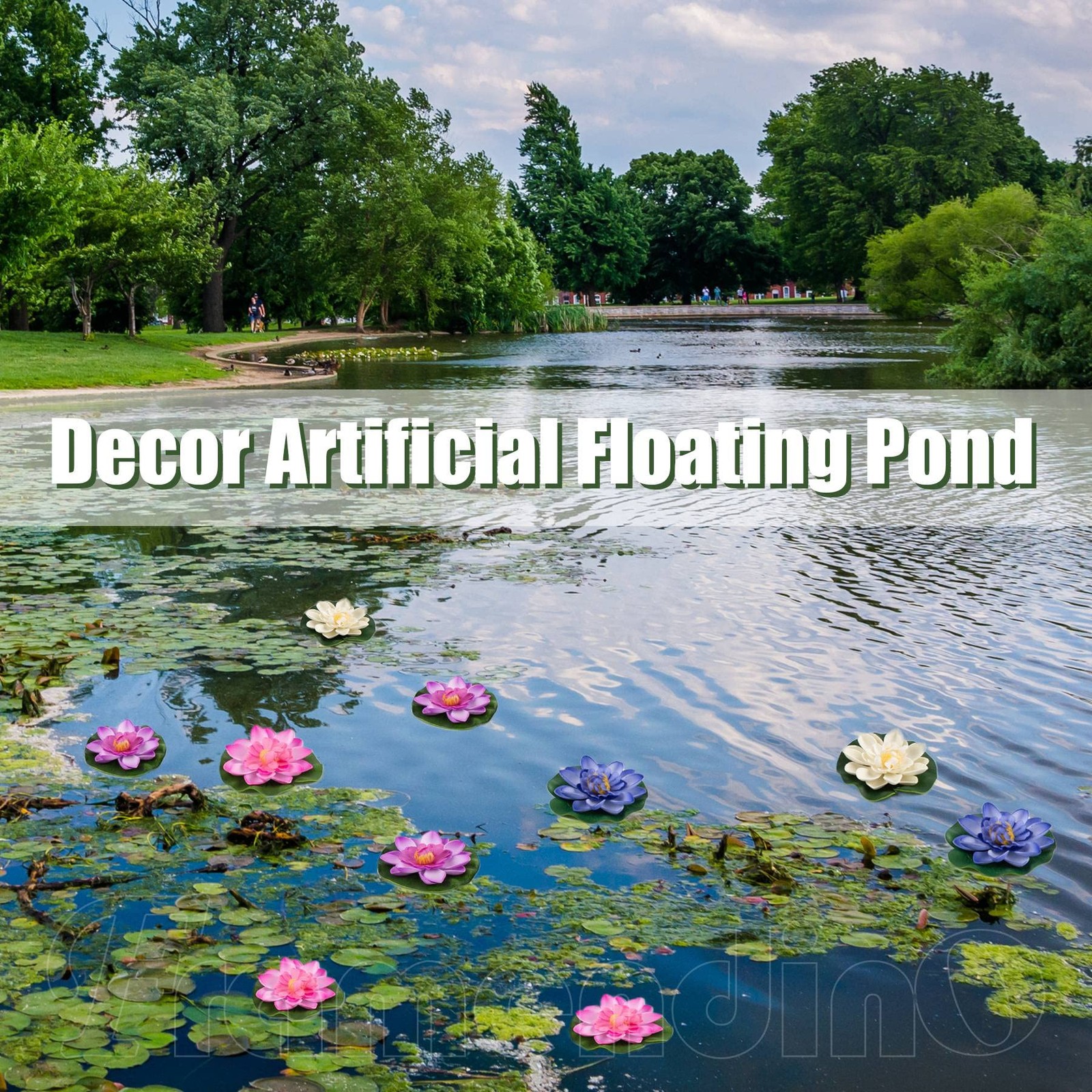 Artificial Floating Foam Lotus Flower Water Lily Pads for Home Garden Pond