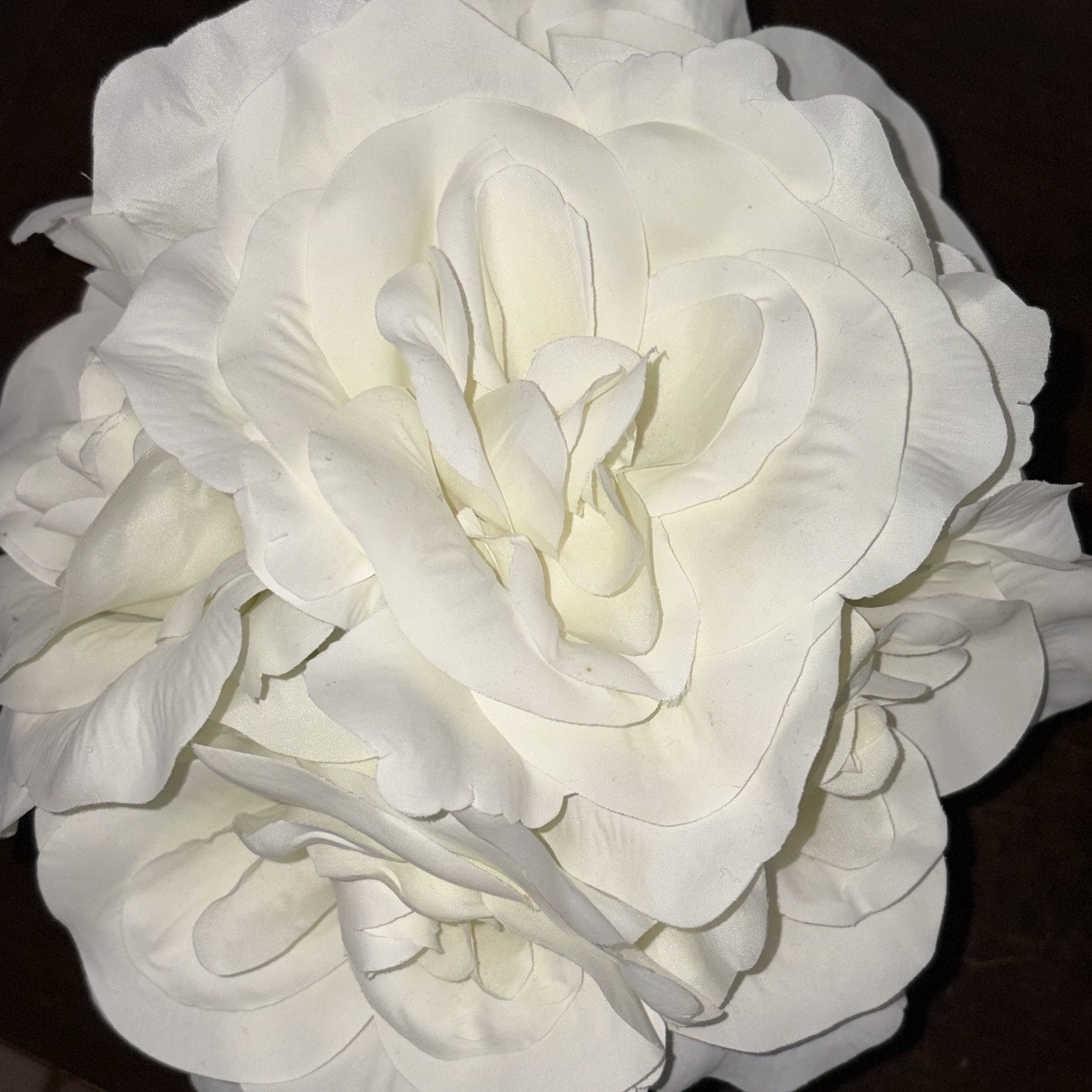 Gardeners Eden Faux White Rose Floral Arrangement in Silver Bowl Centerpiece 8×8