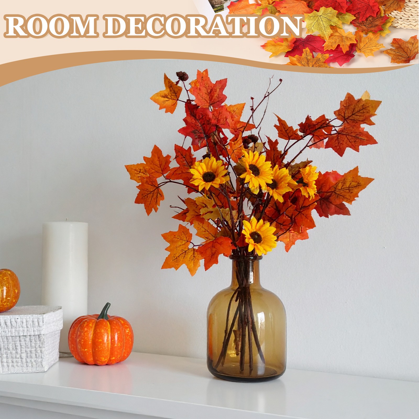 400Pcs Fall Leaves 3.3 Inch Colored Mixed Fake Leaf, Dark Red