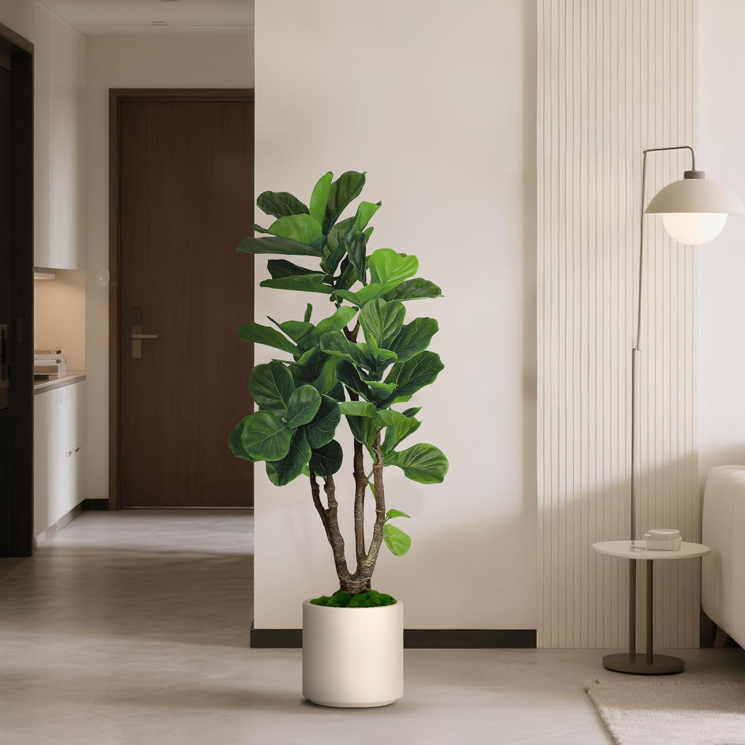 Fiddle Leaf Fig Tree Artificial 4.5FT – 54 Inch Tall Fake Plant Indoor Faux Tree