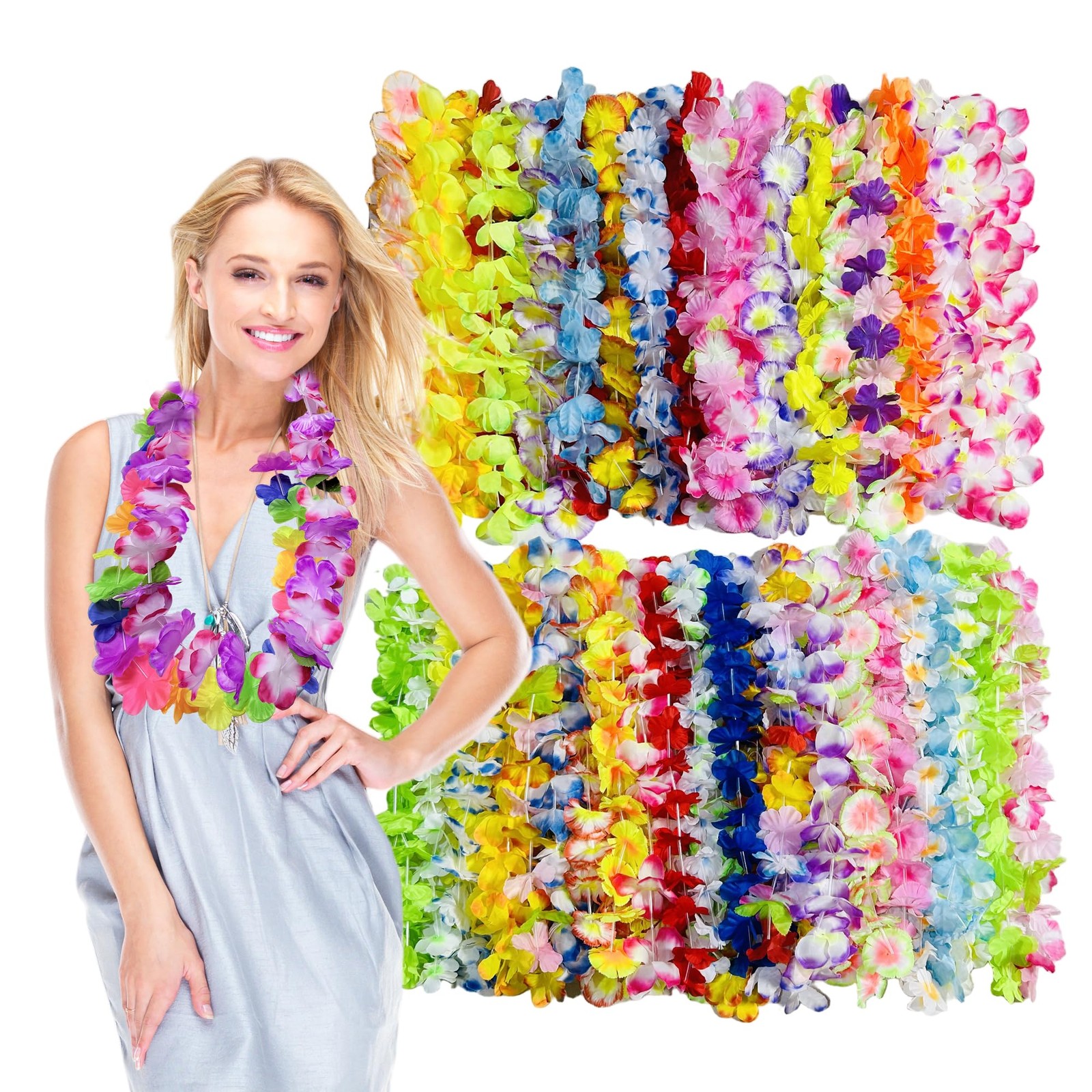 50 PCS Hawaiian Leis Hawaii Flower Tropical Luau Party Decorations