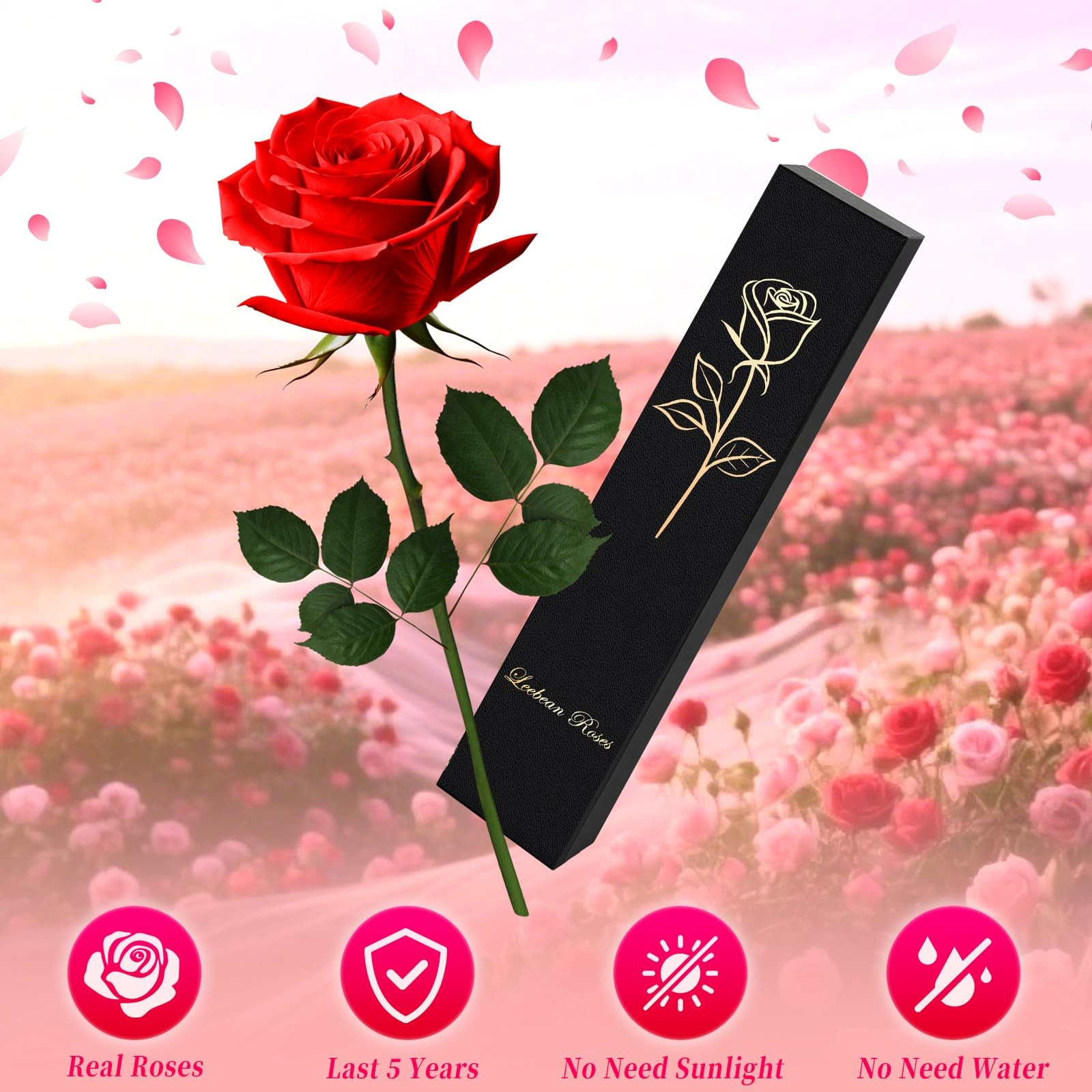 1 PCS Red Single Forever Roses Luxury Gift Flowers Delivery Anniversary