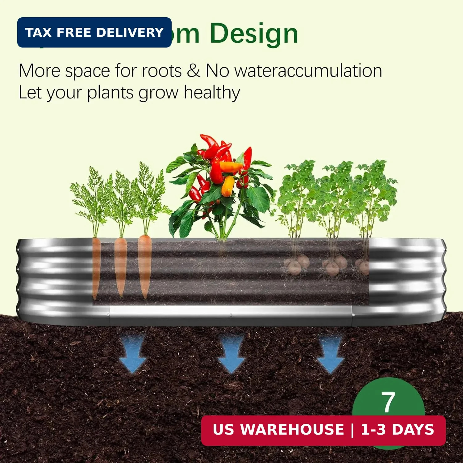 Galvanized Garden Bed kit for Vegetables/Herbs/Flowers (4X2X1)