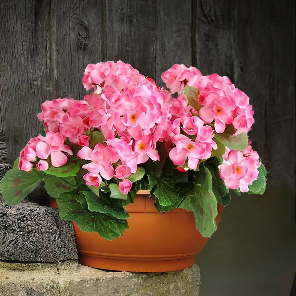 Artificial Pink Geraniums Outdoor Silk Flowers Artificial Geranium Bush Faux Flo