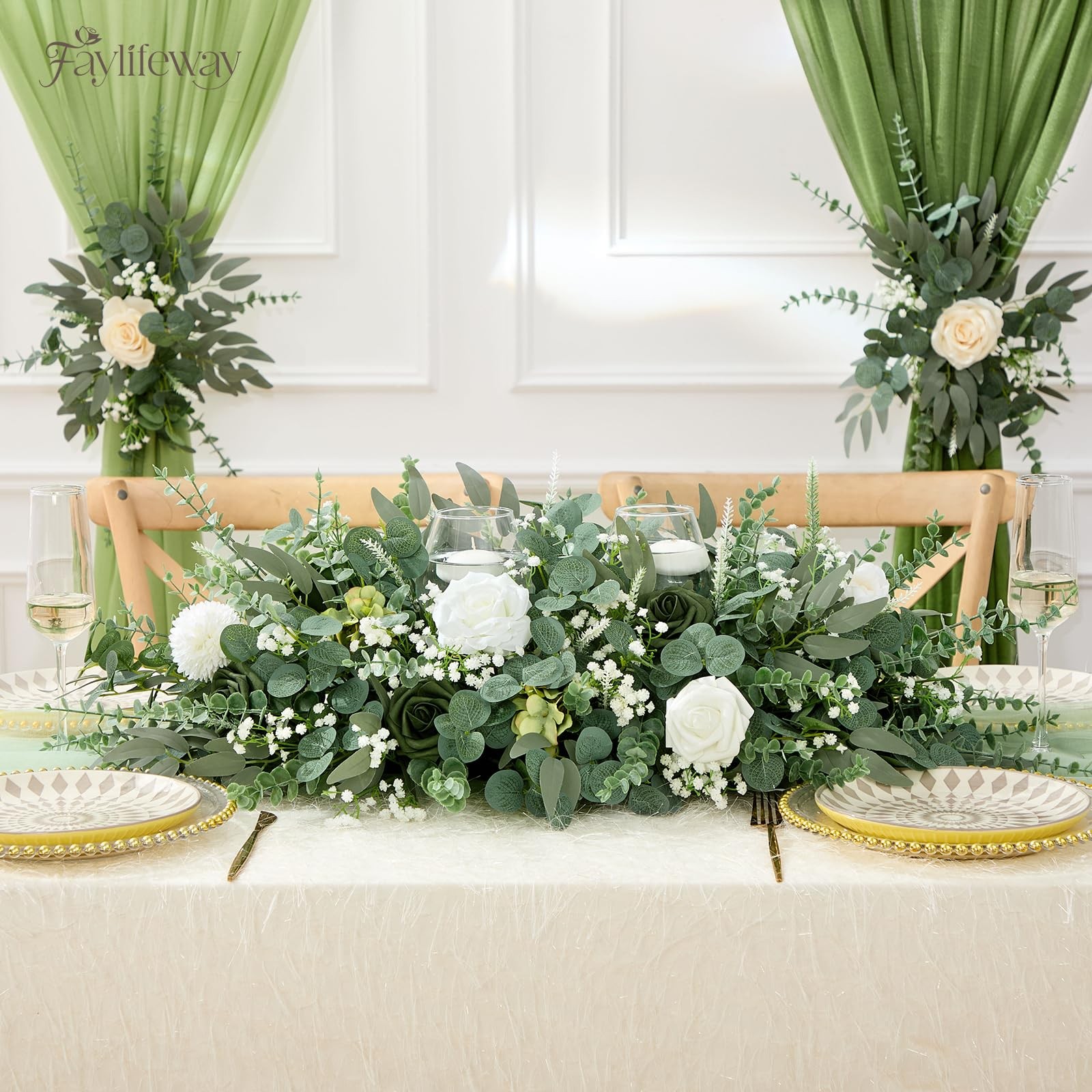 Faylifeway 150Pcs 5 Kind Mixed Greenery Eucalyptus Stems Bulk for Wedding Dec…