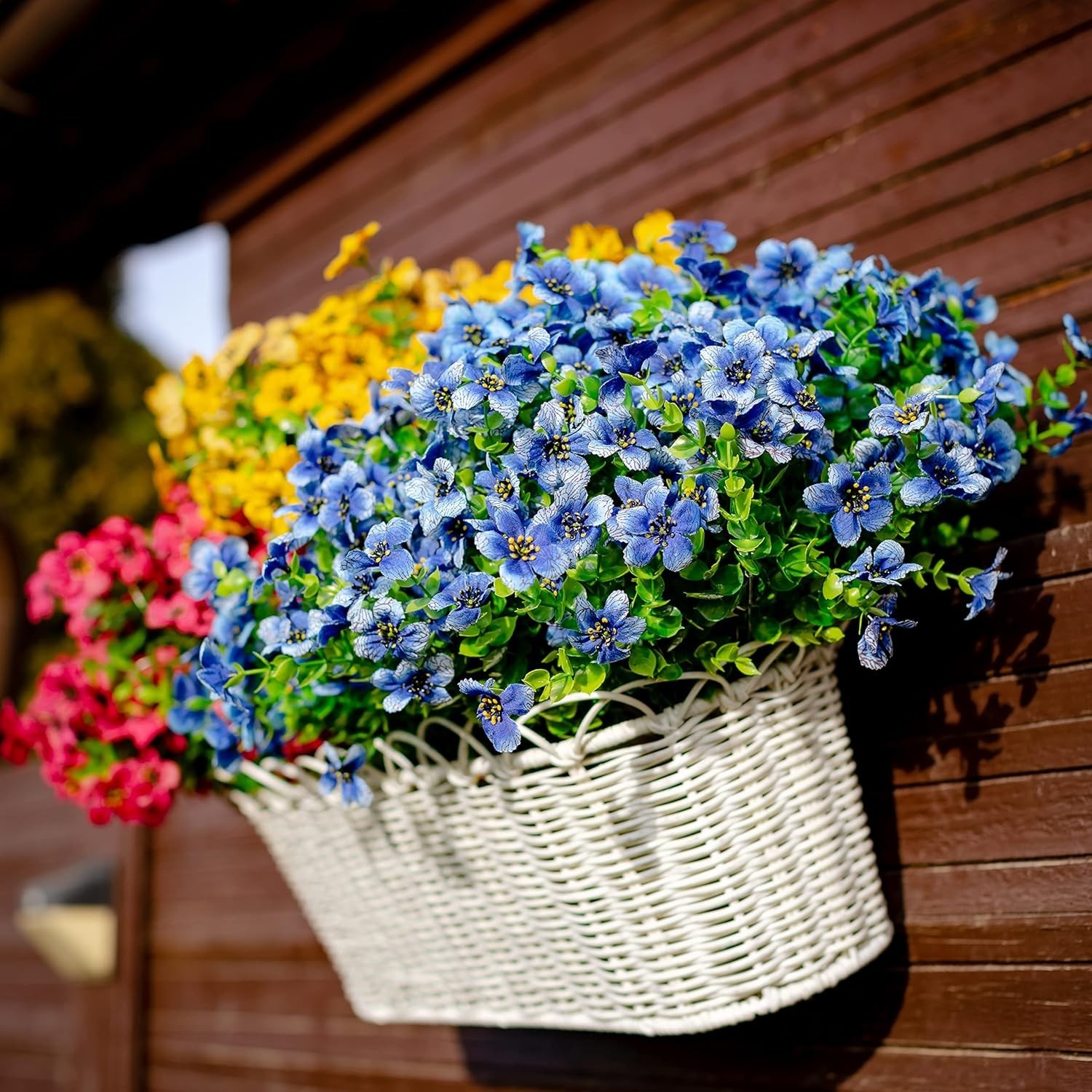 Artificial Flowers for Outdoors Fake Plants – 16 Bundles Faux Outside Greener…