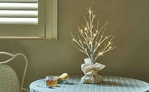 Lighted Birch Tree with Timer Battery Operated 18in Home Decor Tabletop, Pre …