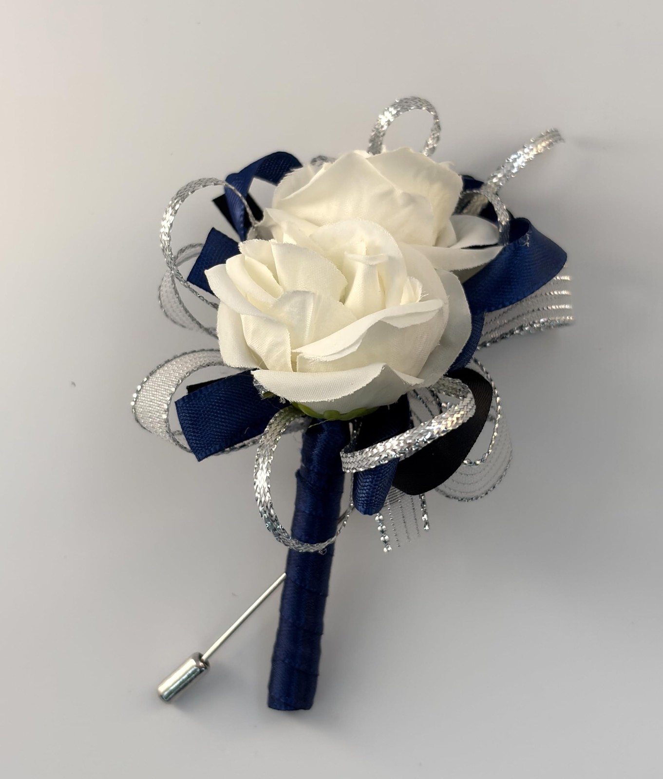 Rose Wedding Corsage Boutonniere Set Floral Prom Suit Decoration Dark Blue