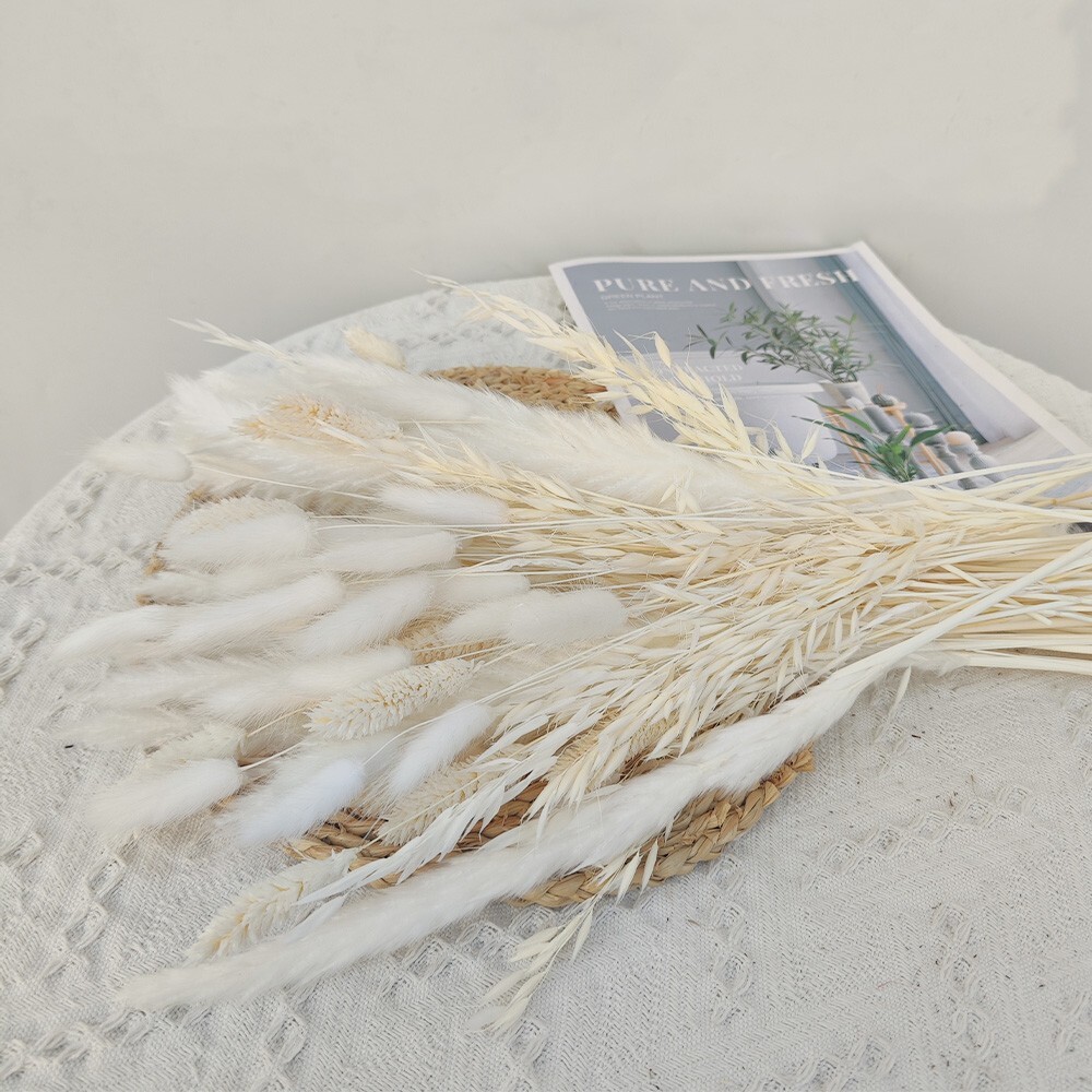 75 Pcs Dried White Pampas Grass 17″ Decor for DIY Flower Arrangements #20