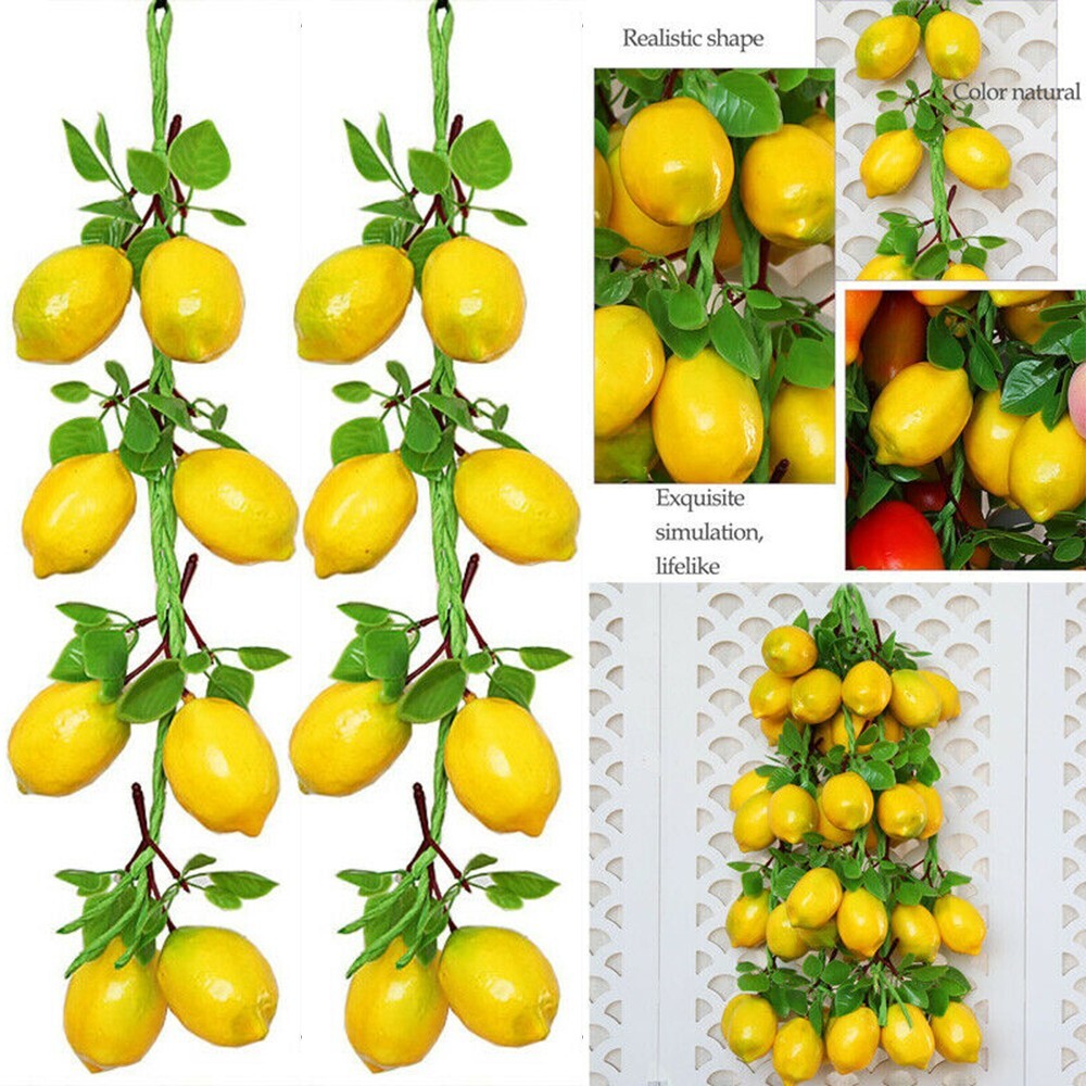 Simulat Artificial Lemon String Fake Fruit Disply Wall Hanging Home Party Decor