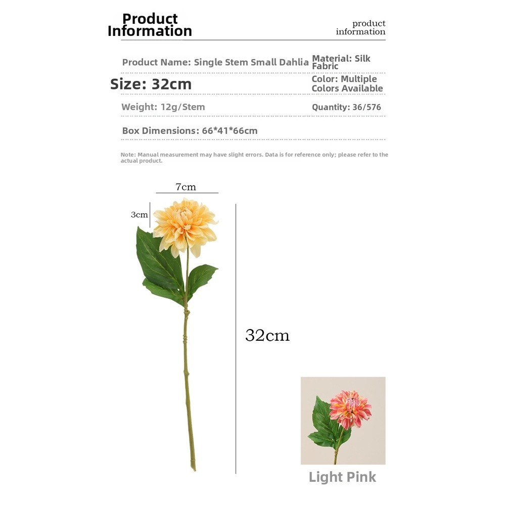 Silk Dahlia Stem with Wire Core for Easy Shaping in Floral Arrangements