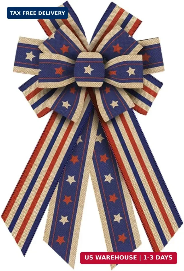 Independece Day Wreath Bows Patriotic Decor Bows for July 4th Wreath America Fla