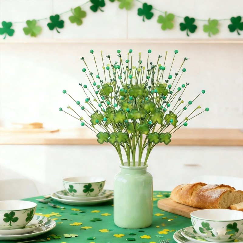 Green Faux Flower Florals Branch Perfect For Seasonal Themed Decorating