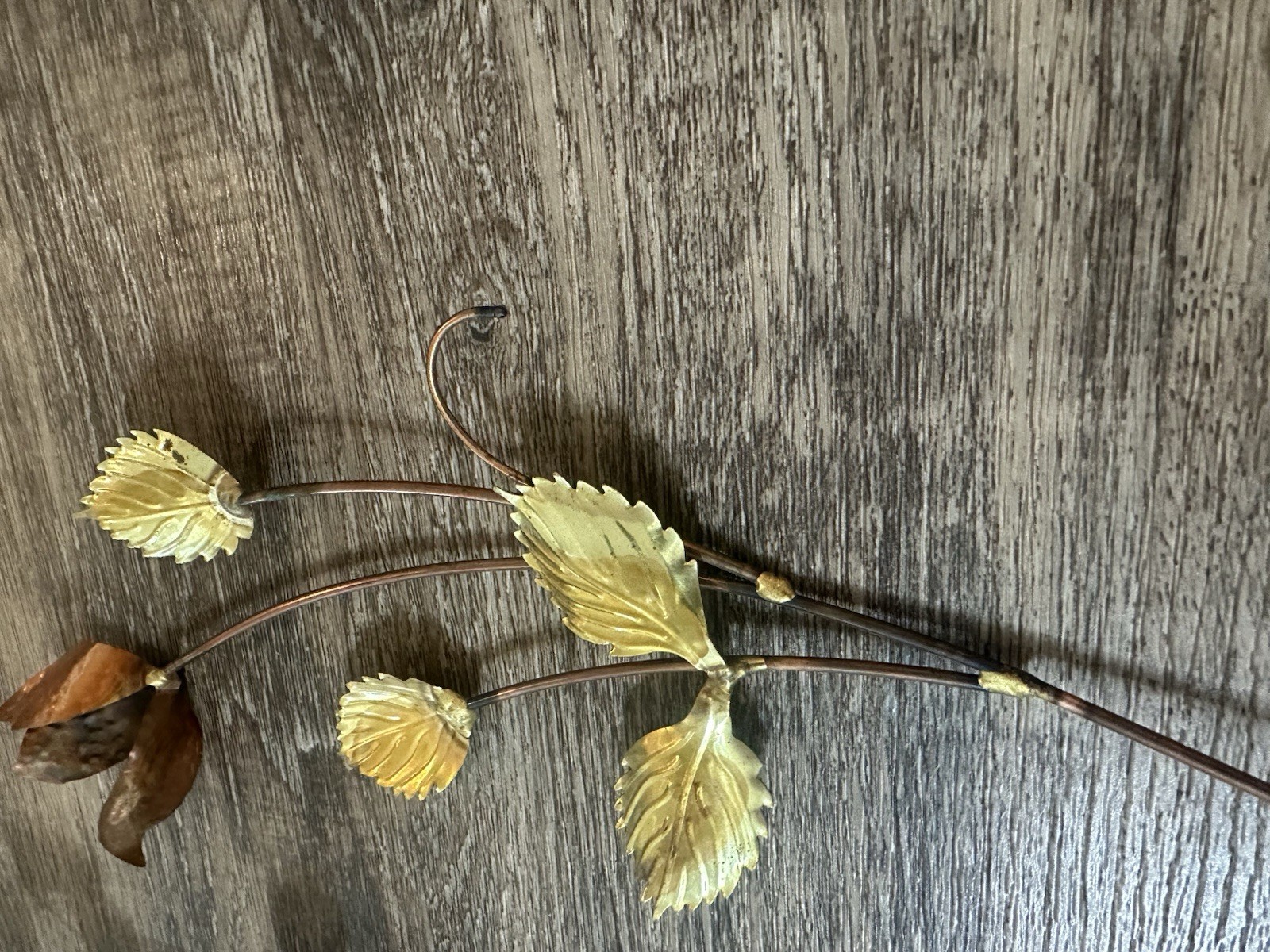 Metal Leaf Sculptures Wall Hangings Flower Floral Vintage Decor 80s 90s