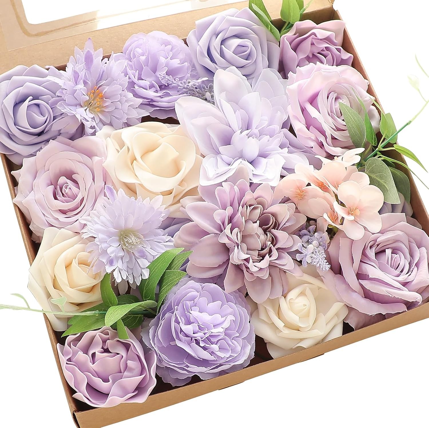 Lavender Violet Lilac Artificial Flowers Fake Roses Peonies Dahlias Greenery