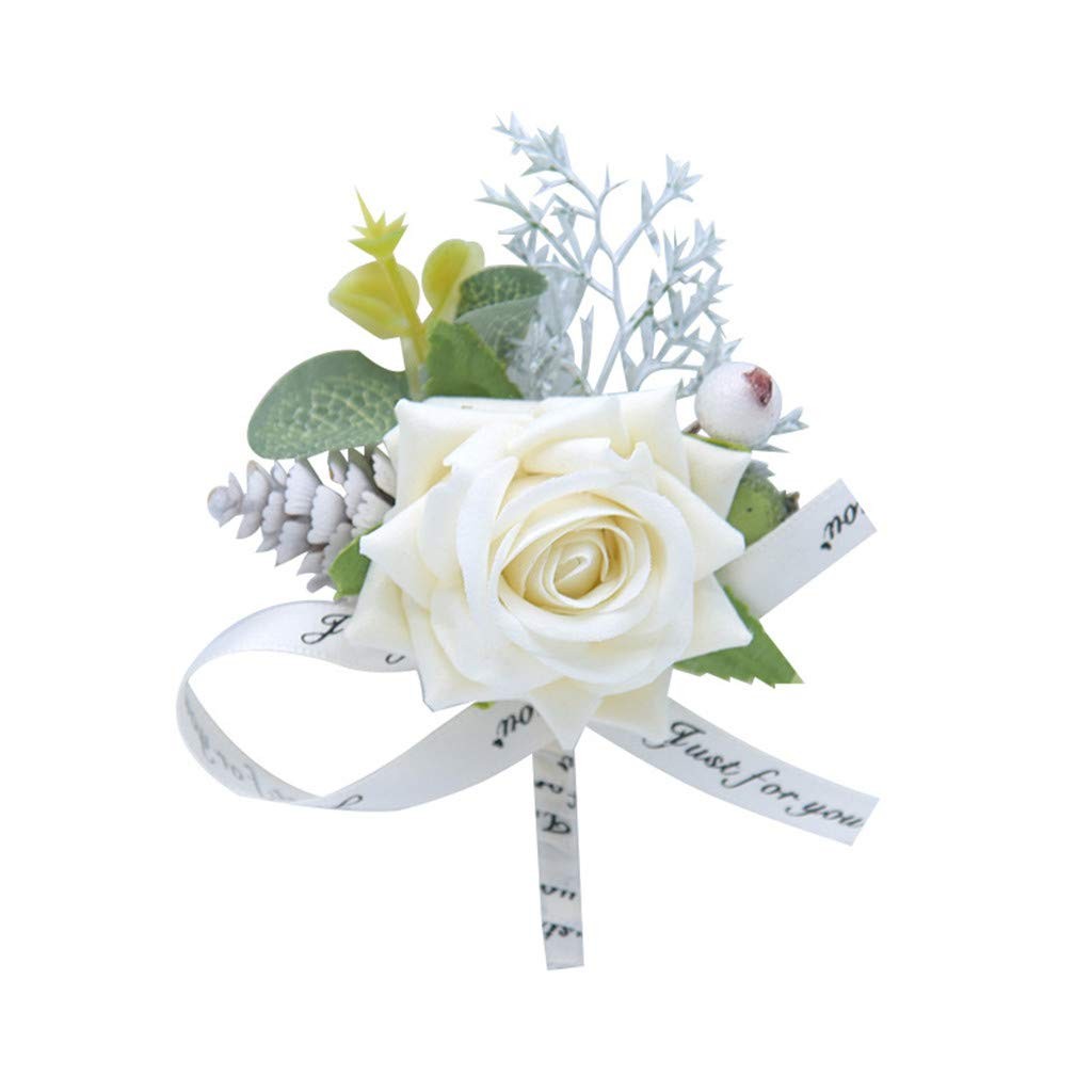 Wedding Wrist Corsage and Boutonniere Set Party Prom Hand Flower Suit Decor C…