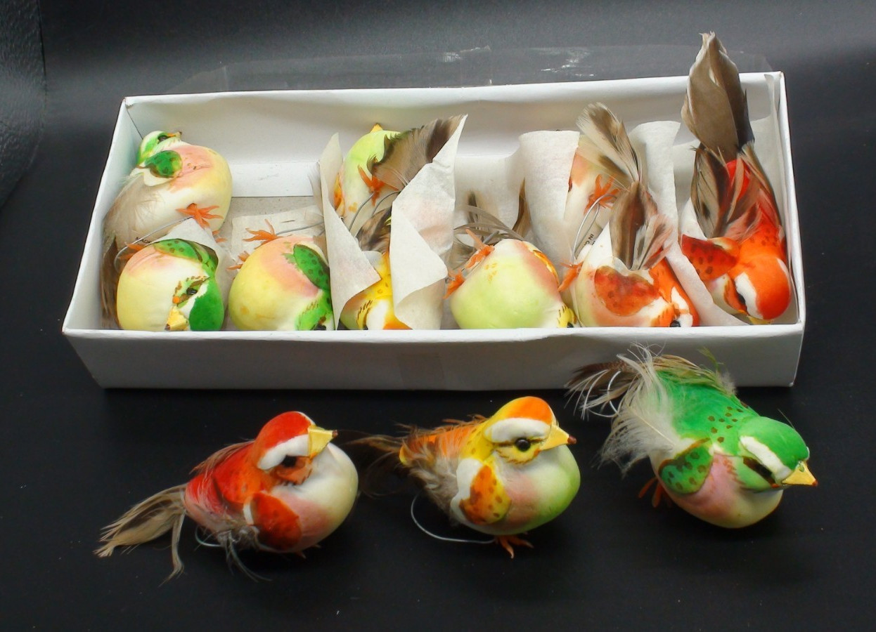 Set of 1 2 Artificial Birds for Decoration, Floral Arrangements with wires. #35