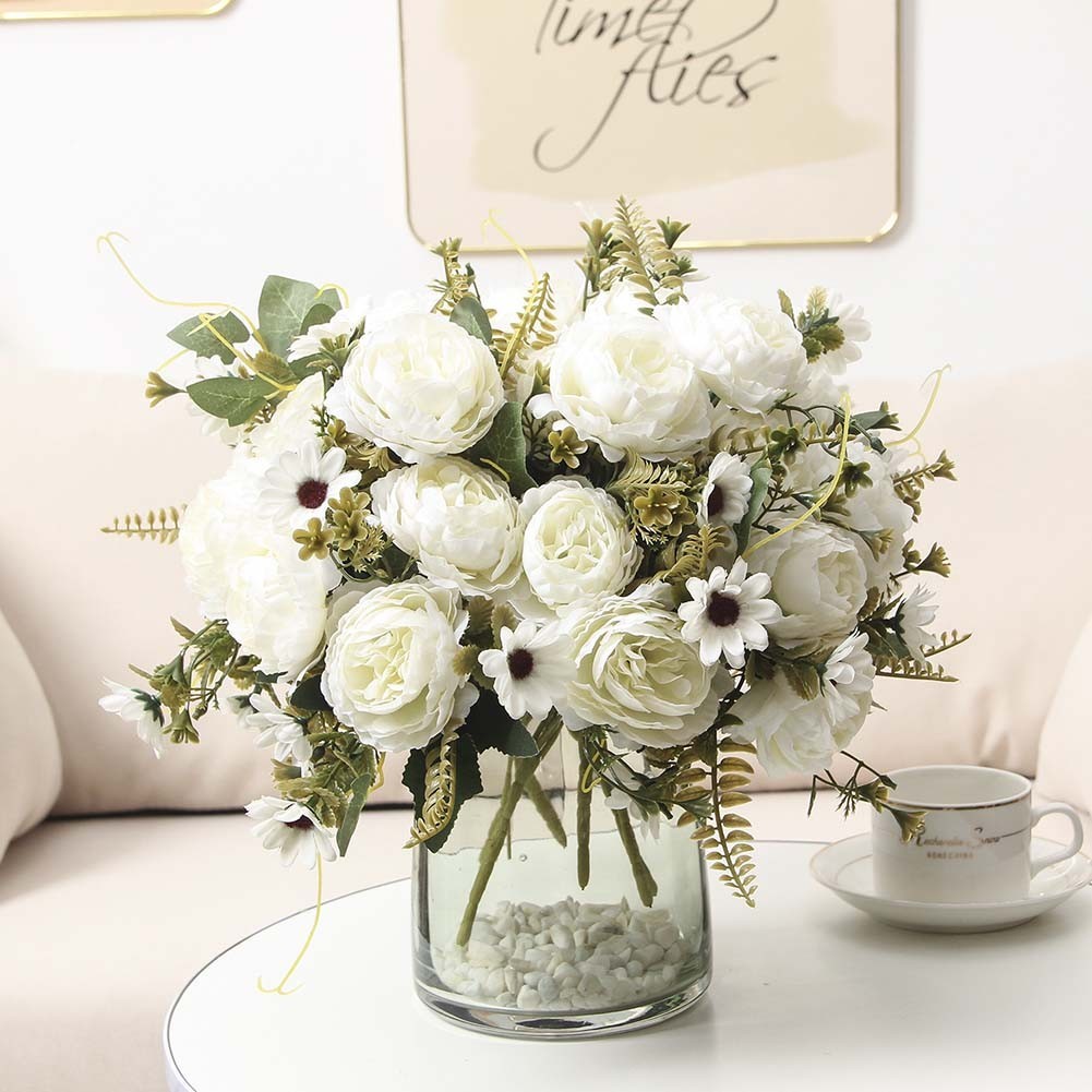Elegant Faux Floral Bouquet Peony Rose Arrangement for Stylish Centerpieces