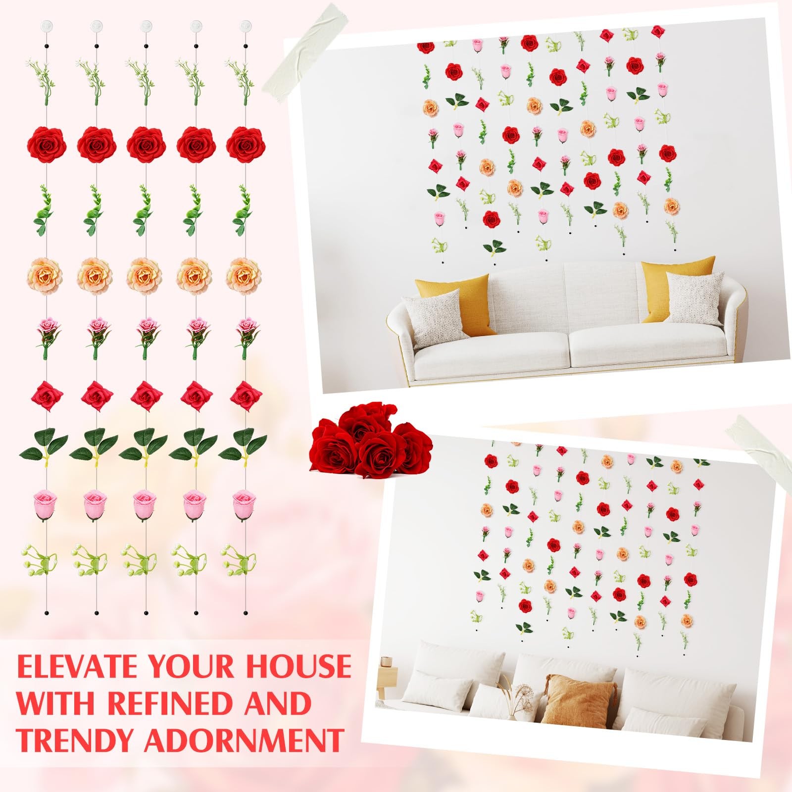 10 Pack 60 ft Artificial Hanging Flower Garland Vines with Hooks, Wildflower …