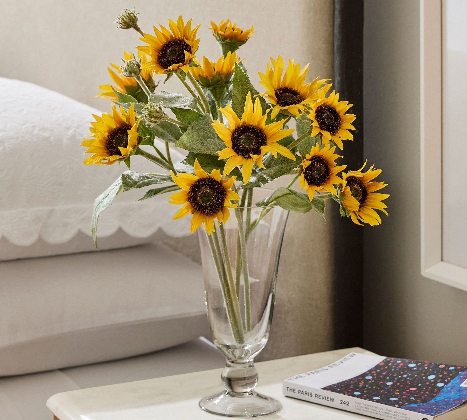 NEW Pottery Barn Faux Mini Sunflowers Bunch Bundle Stems Vase Decor NWT