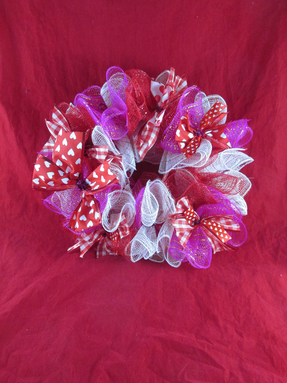 Scalloped Ruffle Deco Mesh Valentine’s Day Ribbon Wreath