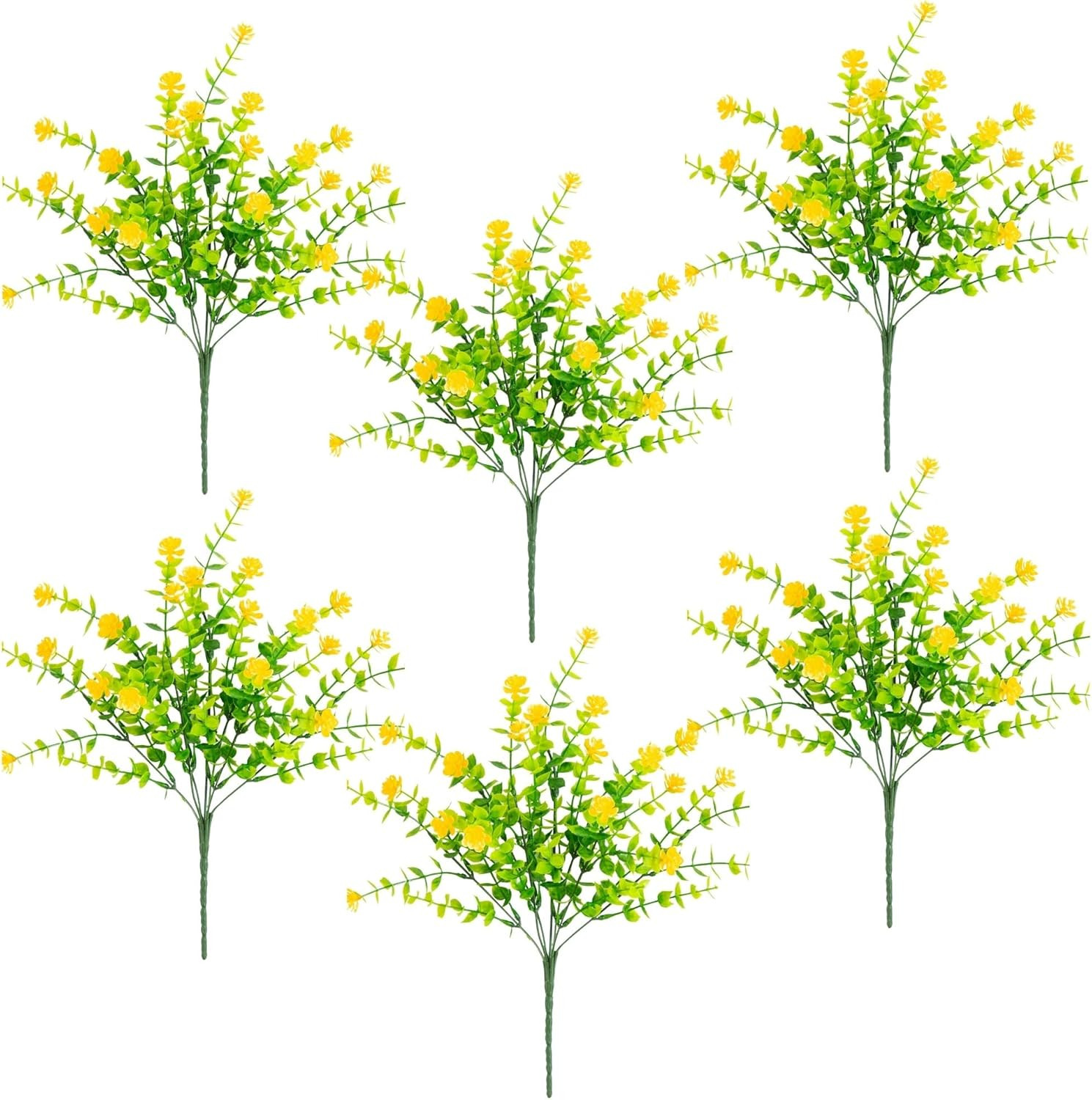 13In. UV Resistant Artificial Flowering Mini Rose Bush (Indoor/Outdoor) – Set of