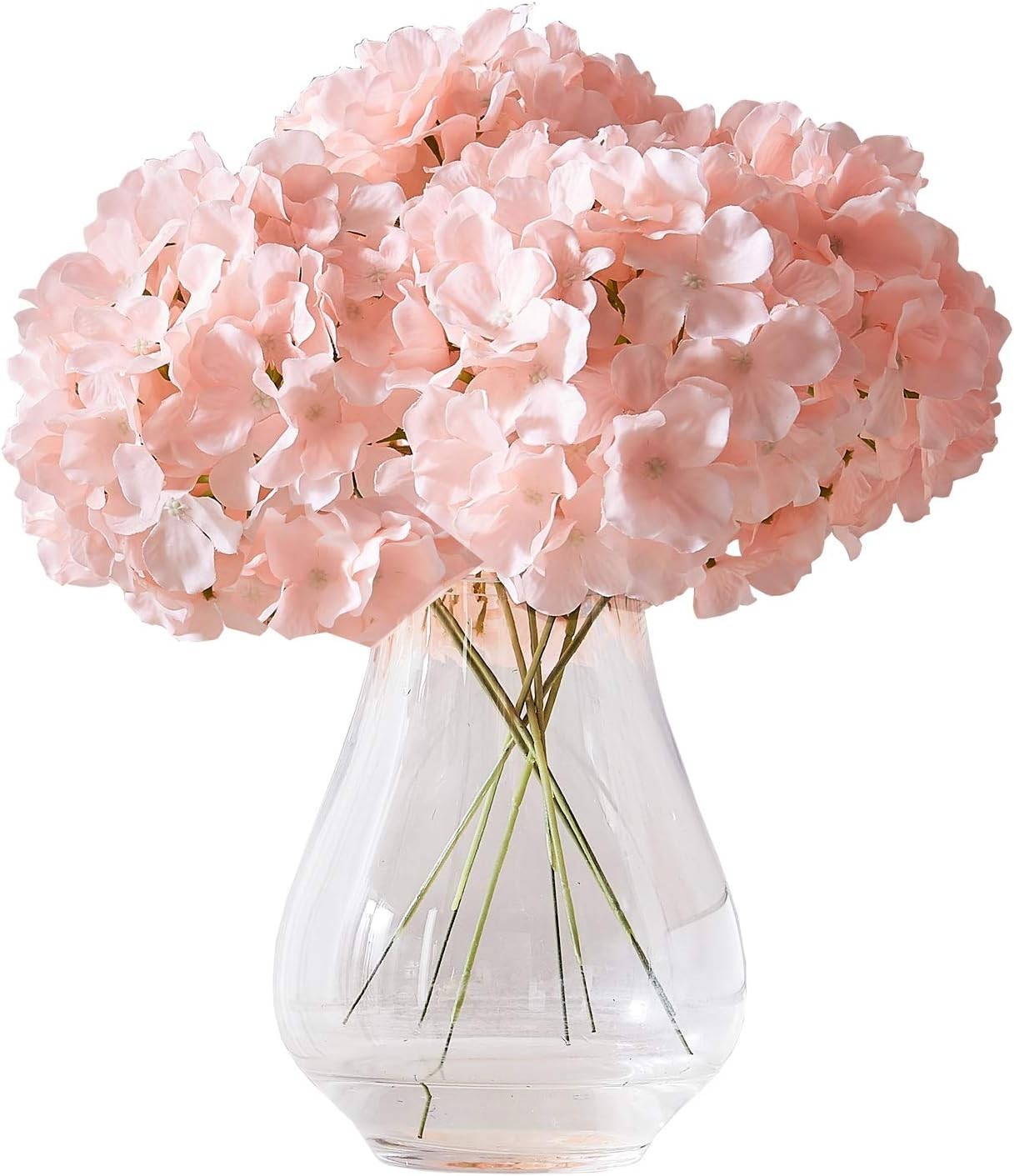 10Pcs Artificial Hydrangea Flowers Blush Heads Fake Hydrangea Silk Flowers
