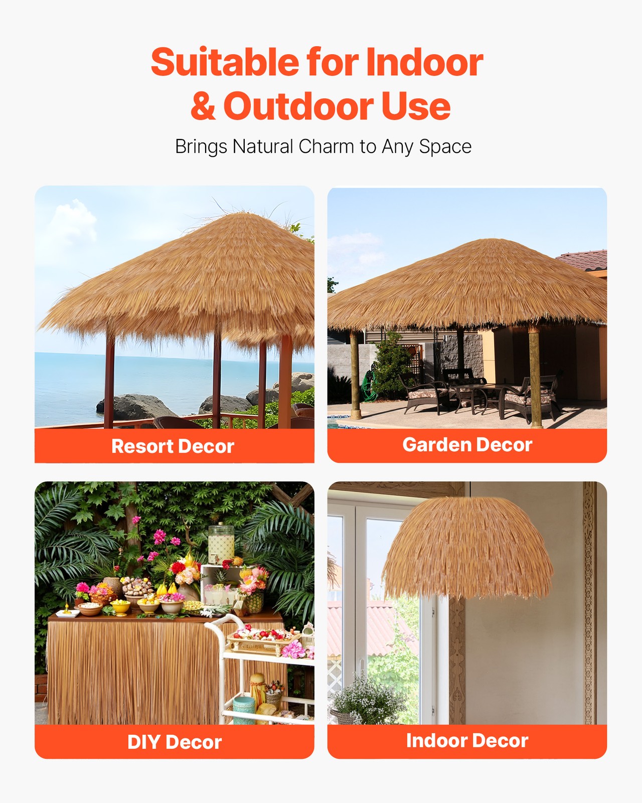 VEVOR 1.3×3.2 ft Artificial Thatch Roofing Mexican Style Tiki Hut Grass Roof
