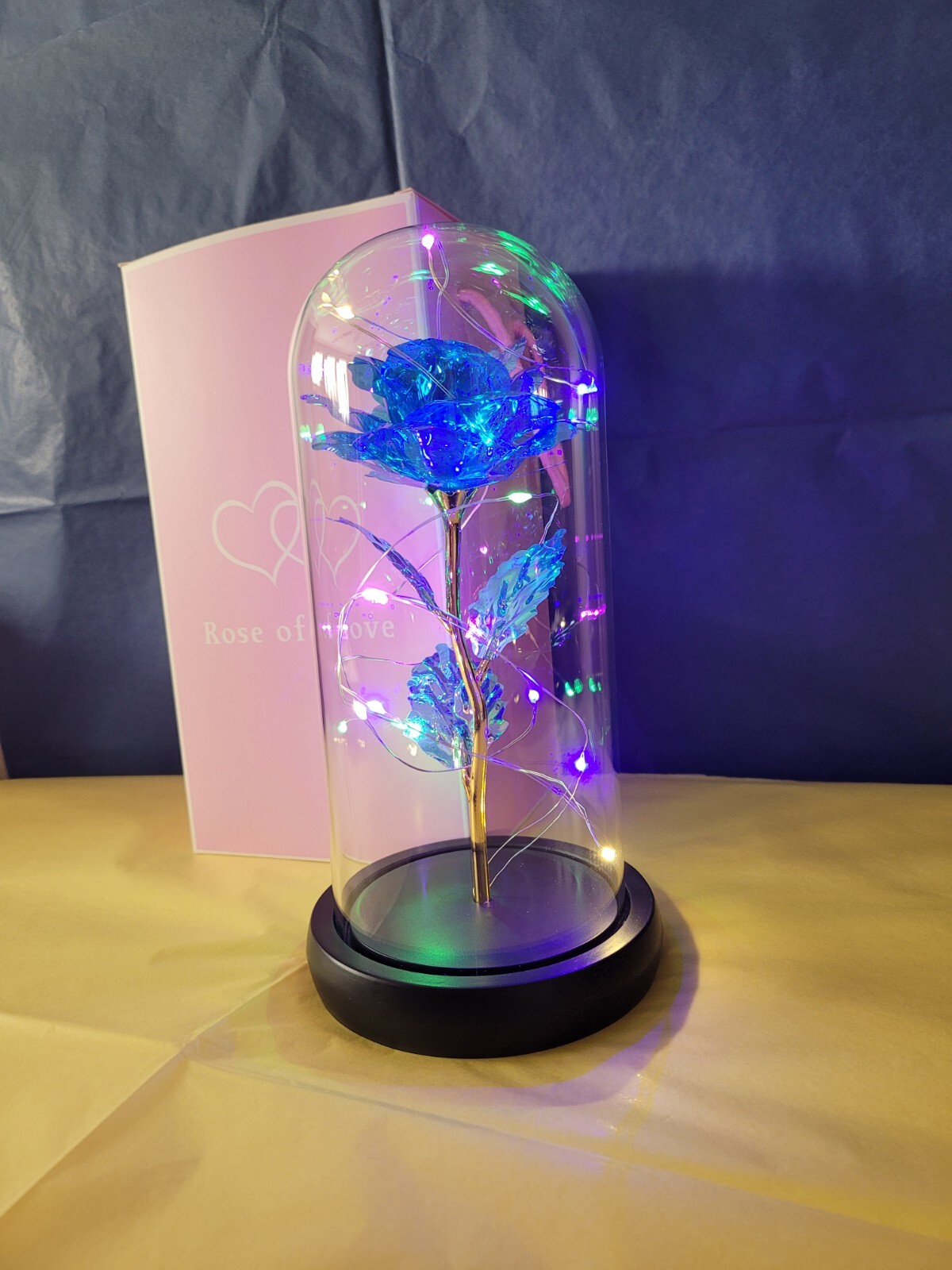 Galaxy Rose in Glass Dome LED Enchanted Flower with gift box ready for Christmas