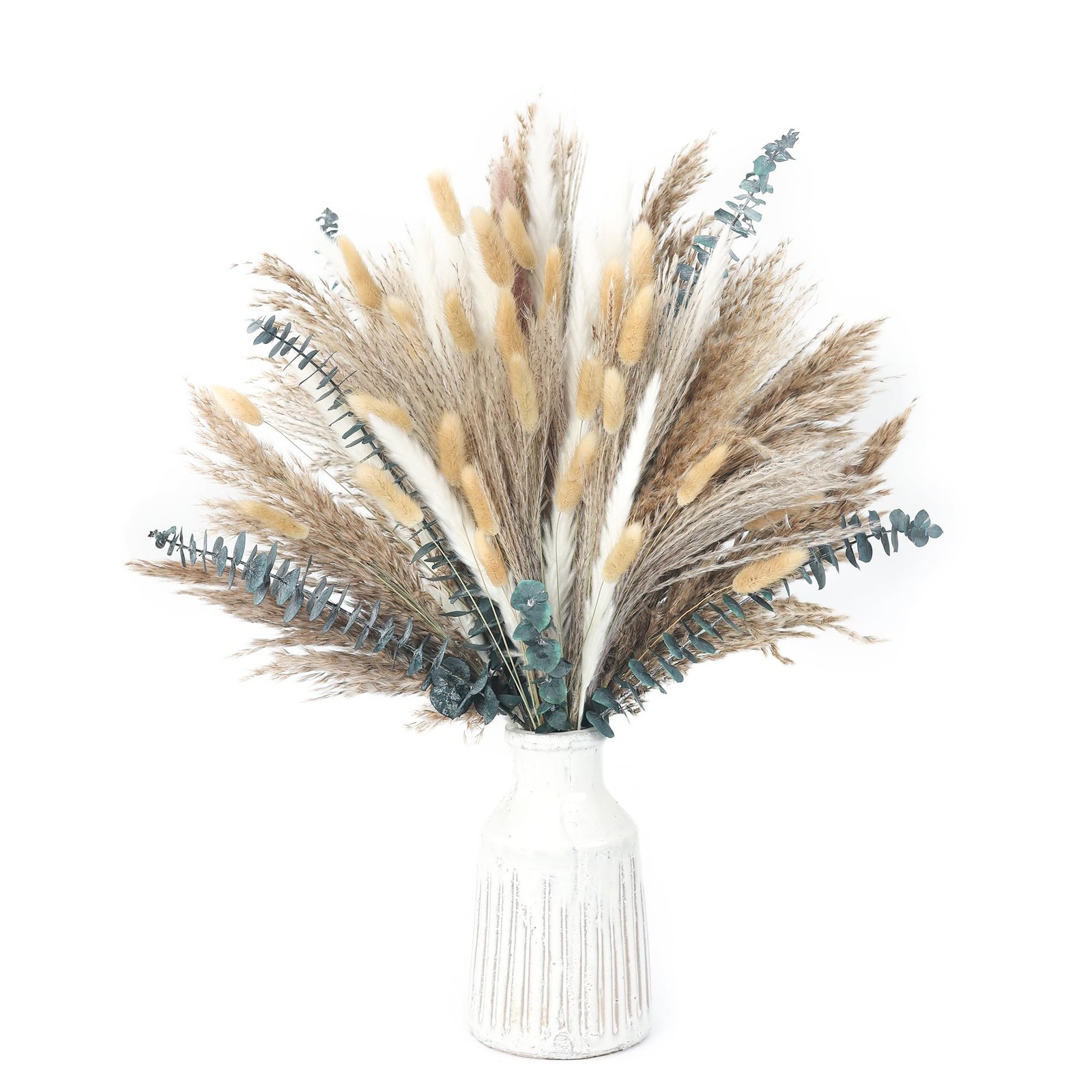 120 PCS Dried Pampas Grass, Dried Flowers, Reed Grass Bouquet for Bohemian Fl…