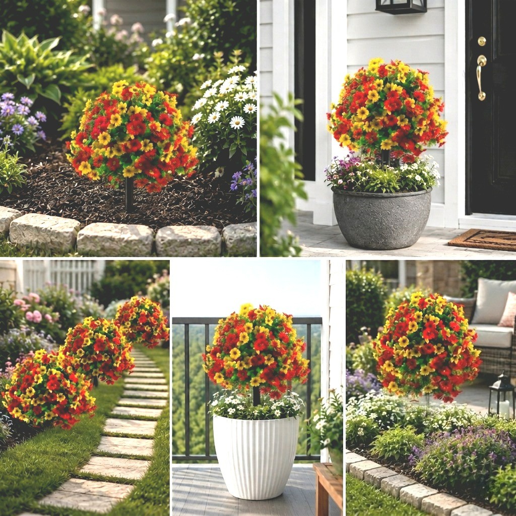 Vibrant Pansy Artificial Flower Stake Ground Spike Garden Backyard Ornament Gift