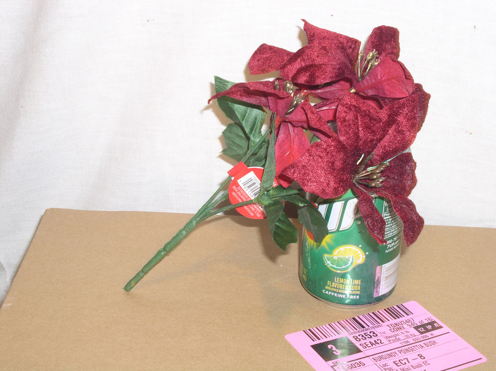 12 ASHLAND CHRISTMAS 9 INCH BURGUNDY POINSETTIA 4 STEM BUSH SILK FLOWER 756035