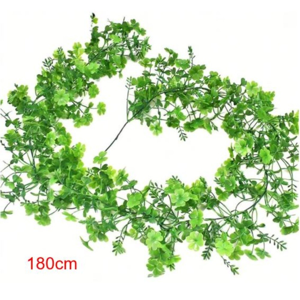 180cm Clover Wreath Green Artificial Rattan Shamrock Decor for Home Event