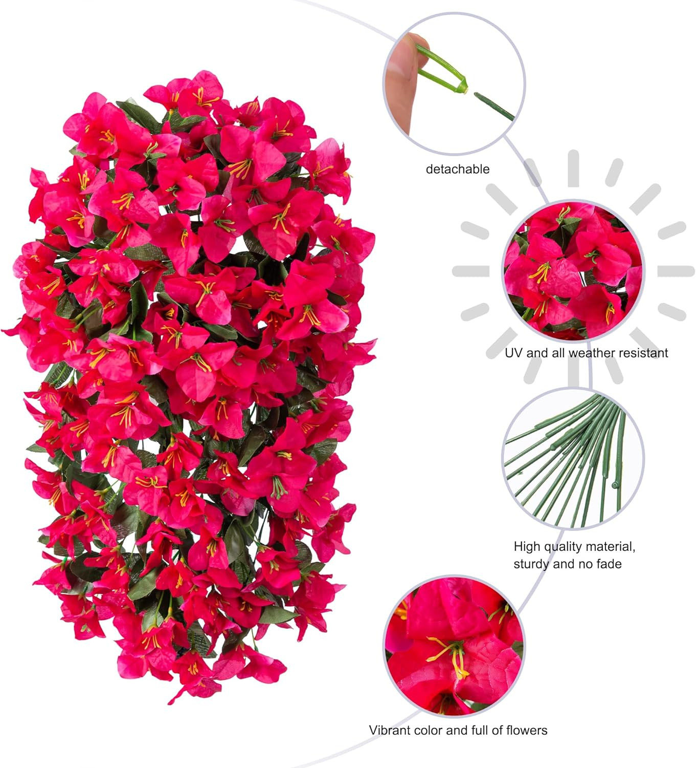 Faux Bougainvillea Artificial Flowers Plants for Outdoors outside Decoration, 2