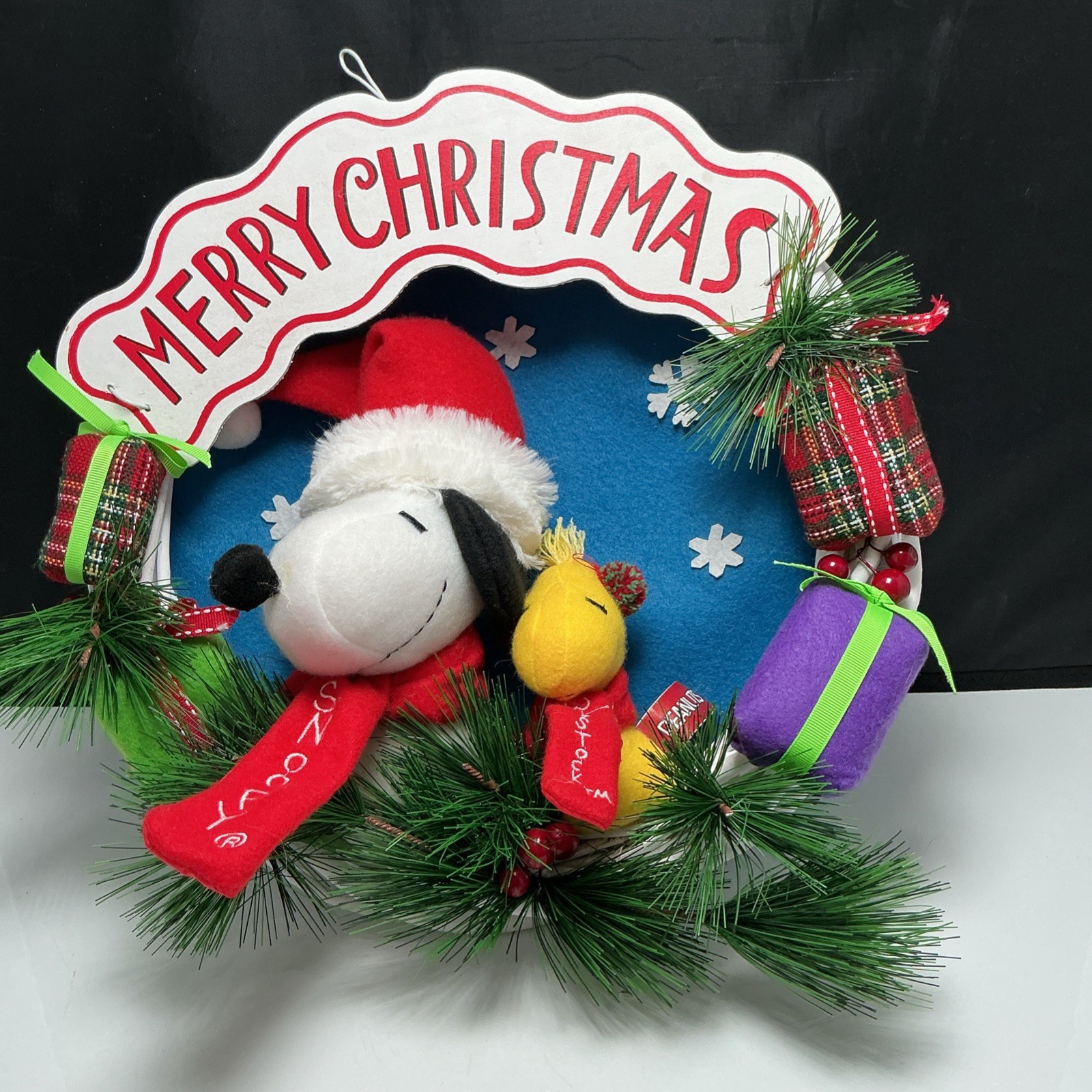 Peanuts Snoopy Woodstock Plush Christmas Wreath 13″ Holiday Decor