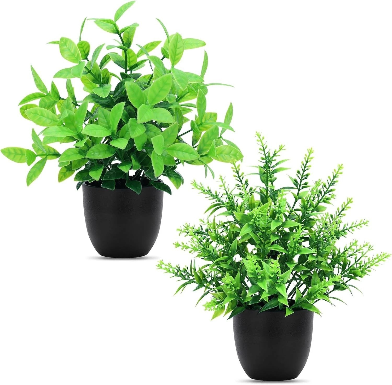 Vibrant Faux Greenery Set – 2 Decorative Potted Plants for Any Indoor Space