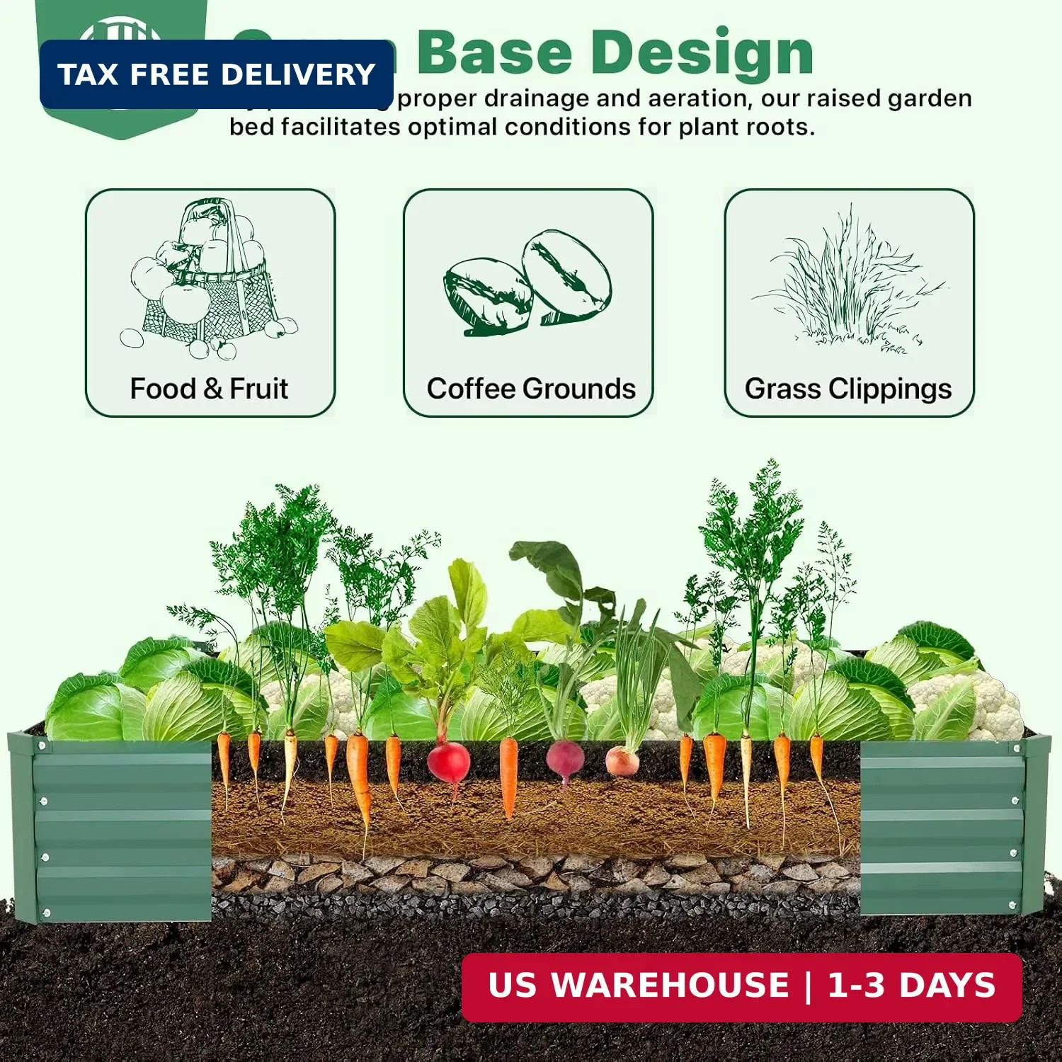 Galvanized Raised Garden Bed for Vegetables Flowers Herbs, Metal Raised Garden B