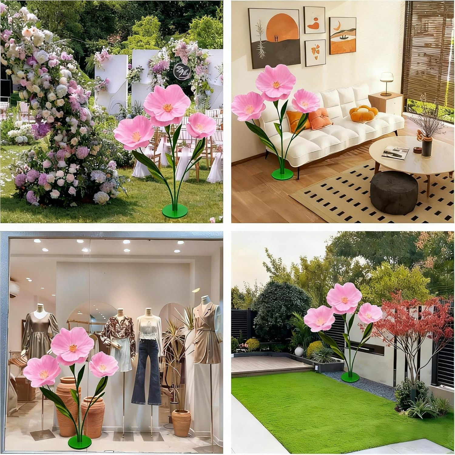 Giant 5.57 Ft Pink Artificial Flower Set for Weddings & Home Decor