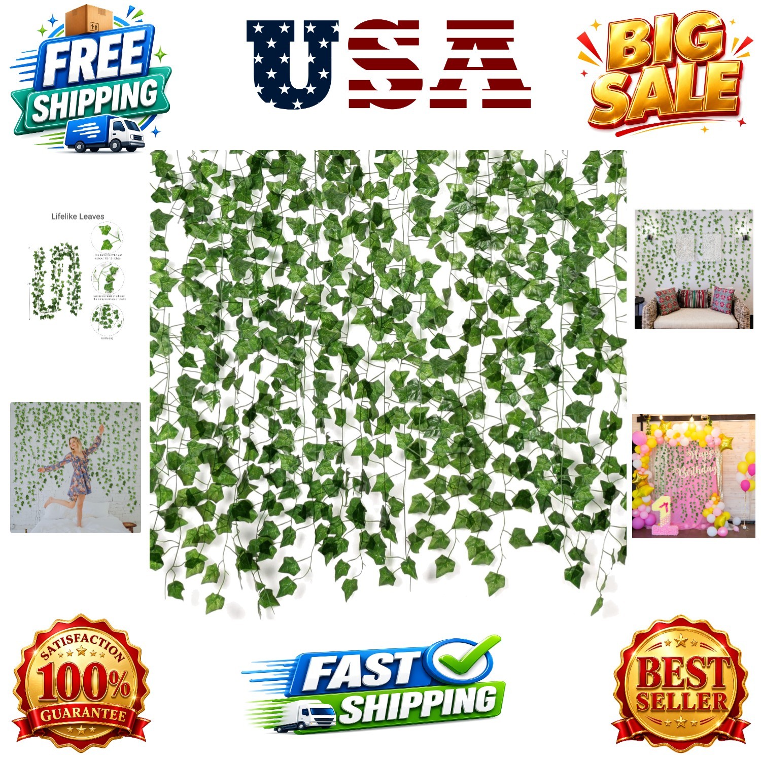 Fake Vines for Room Decor12 Pack 84 Feet Aesthetic Artificial Plant Ivy Leave…