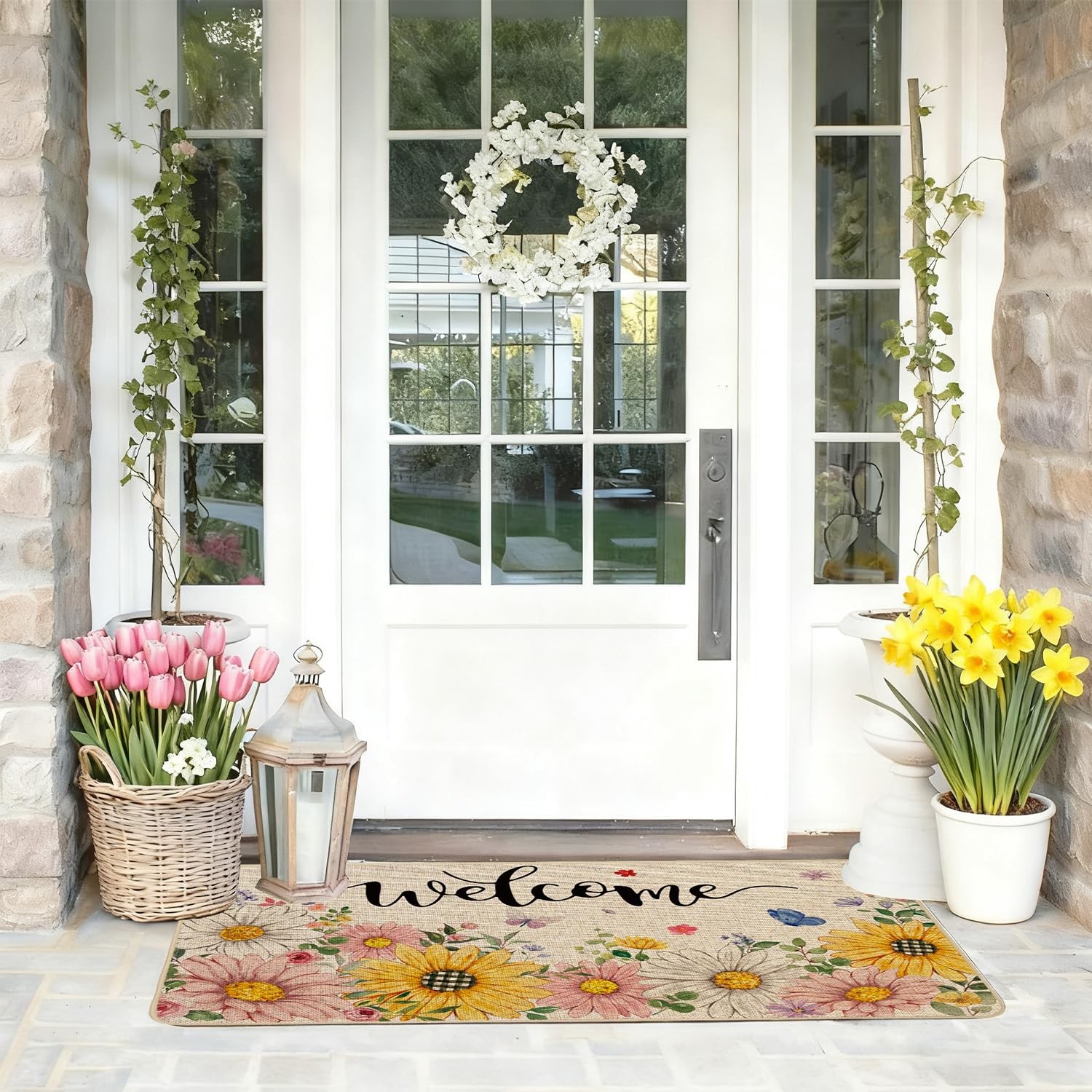 Baccessor Spring Summer 1’5″ x 2’5″ (Rectangular), Sunflower Daisy Welcome