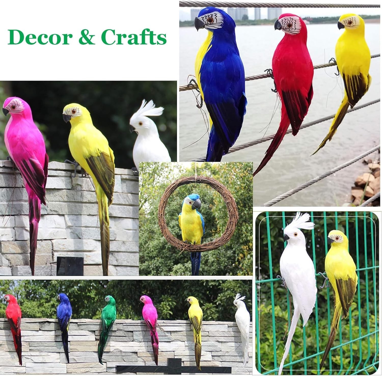 Colorful Life-Size Foam Parrot – Charming Eco-Friendly Home & Garden Accent