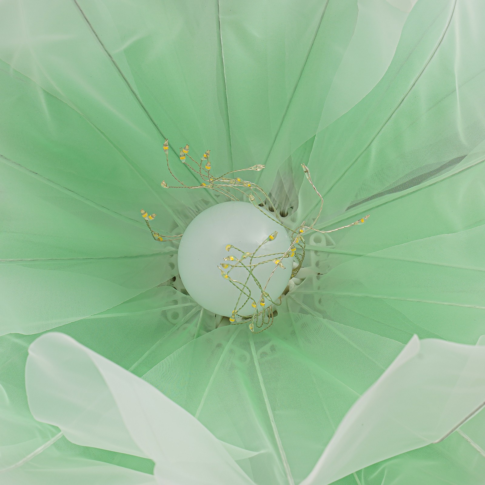 Auto-Open Artificial Flower with LED Light Green Floral Decor For Wedding Party