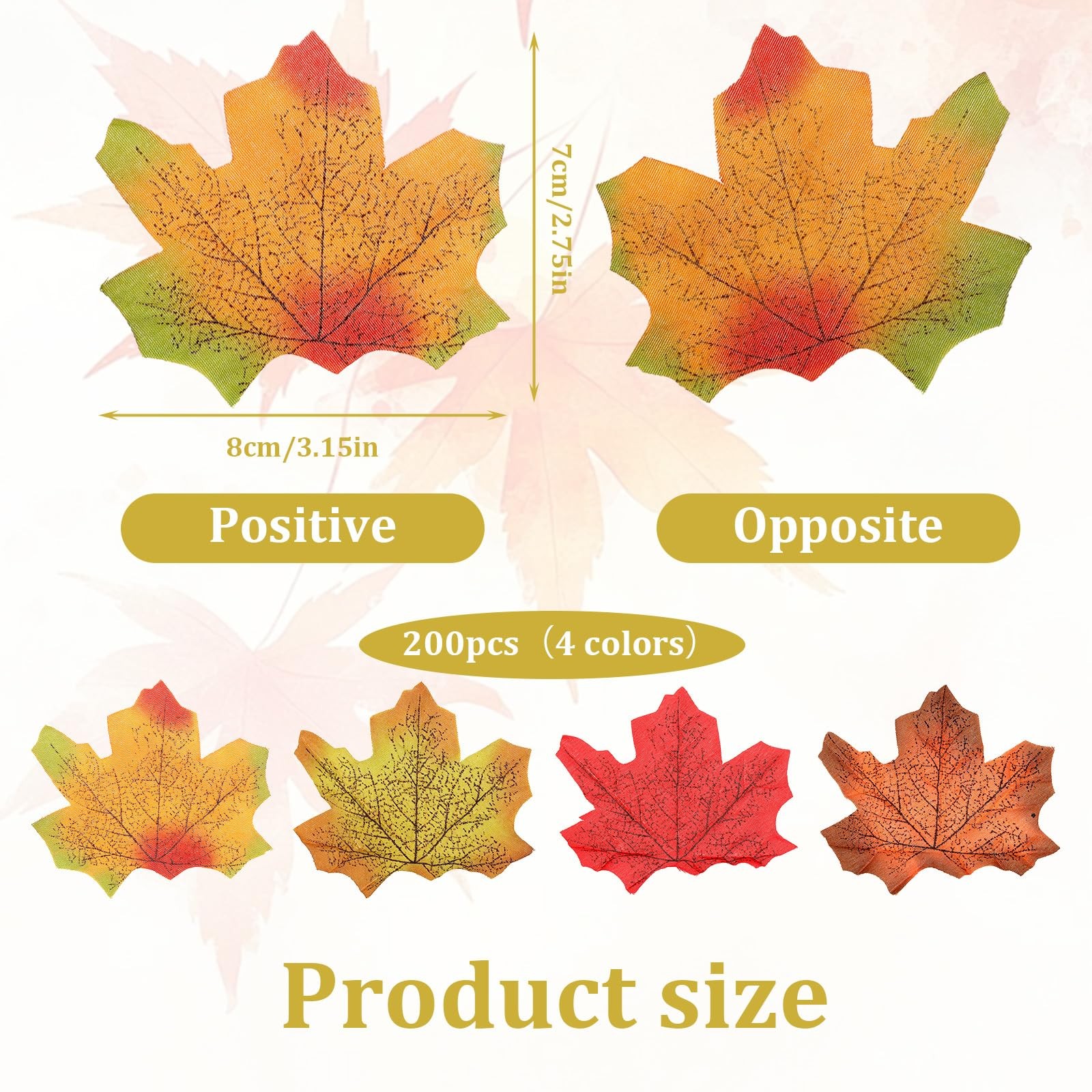 200 Pcs Fake Fall Leaves, Realistic Fall Leaves for Crafts Colorful Artificia…